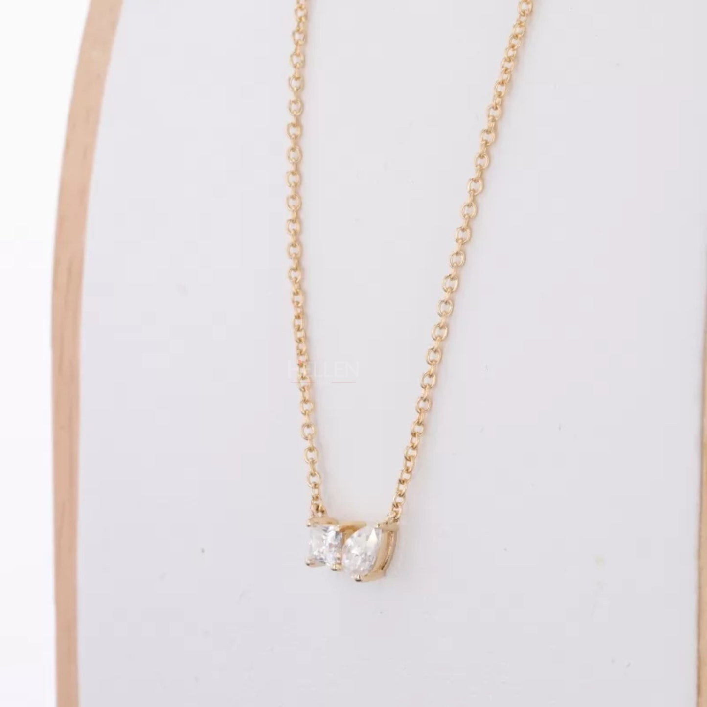 Toi Et Moi You & Me Princess & Pear Cut Moissanite Necklace