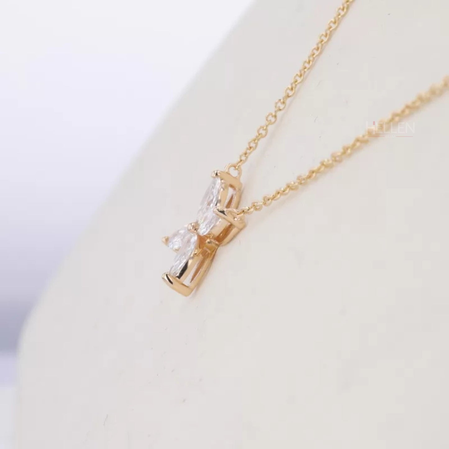Marquis Cut 4 Petals Moissanite Necklace For Everyday