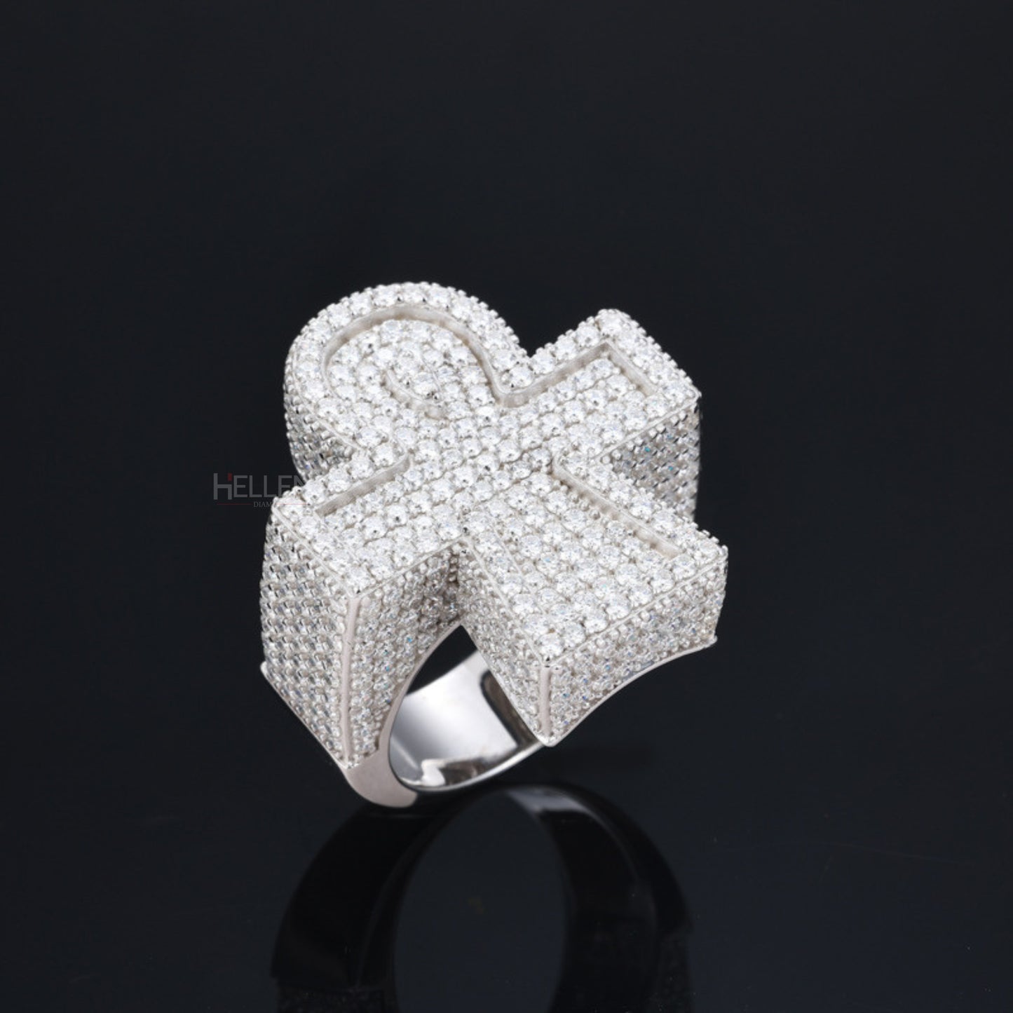 Hip Hop Ankh Halo VVS Round Cut Moissanite Ring
