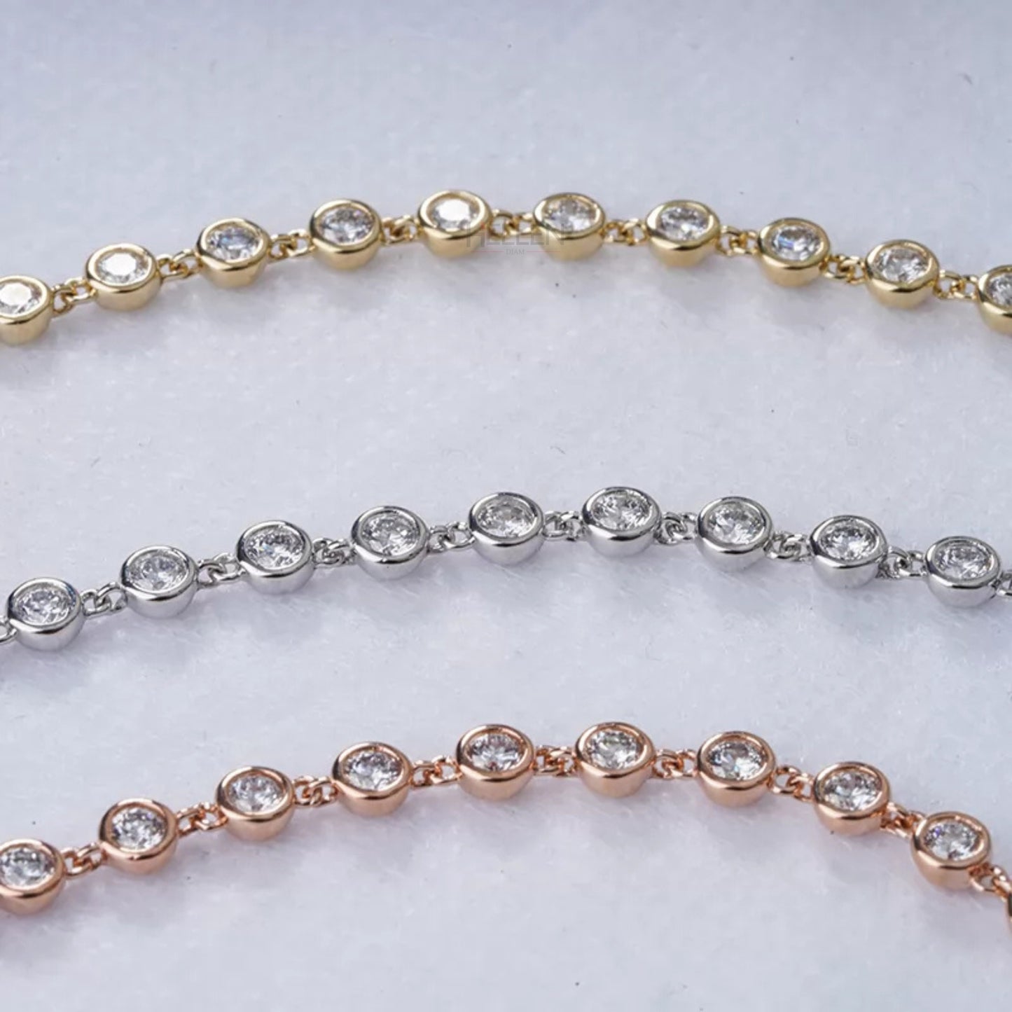 Round Cut Moissanite Bezel Setting Loose Linking Bracelet