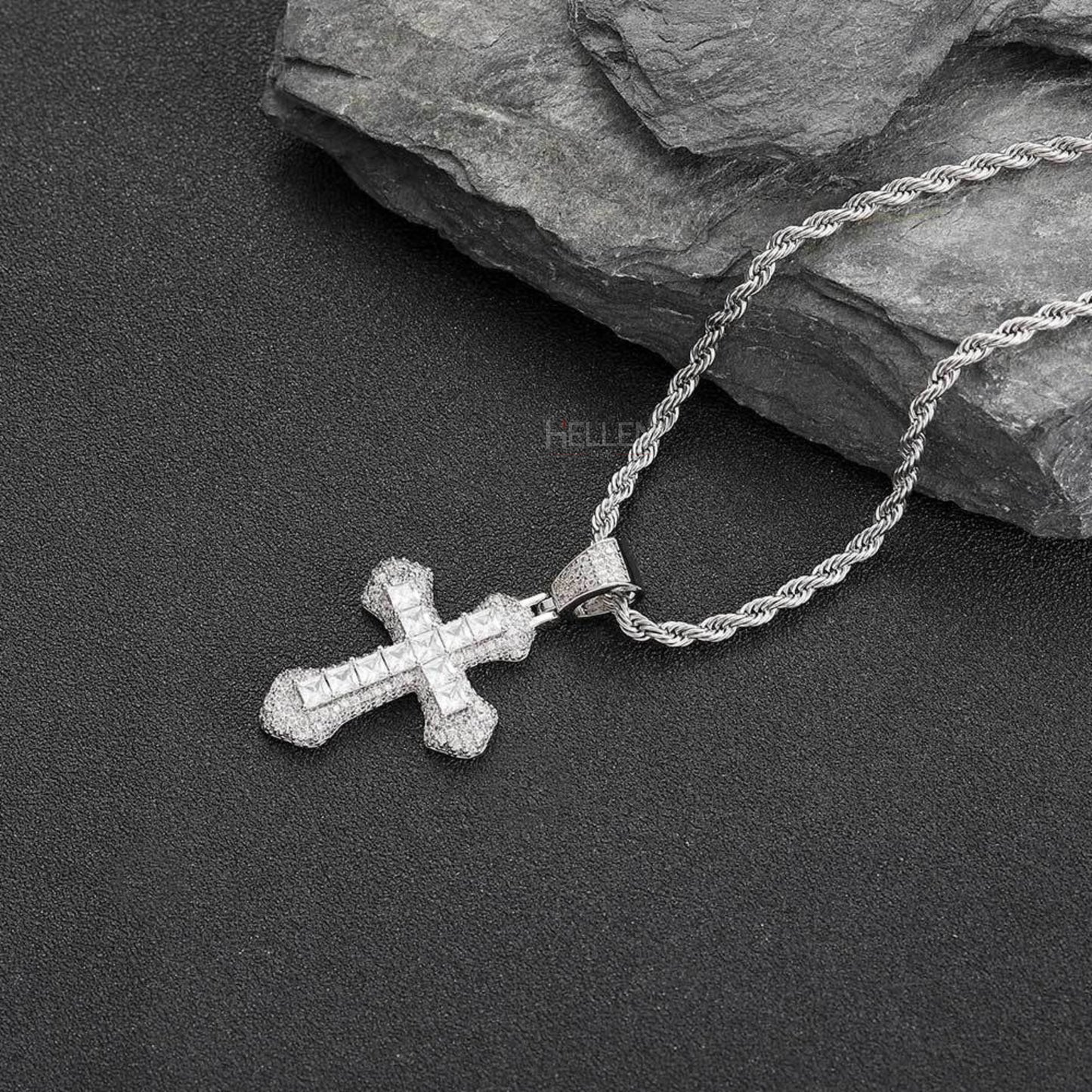 Hip Hop Crossed Pendent With Gemstone And Moissanites of You Choice