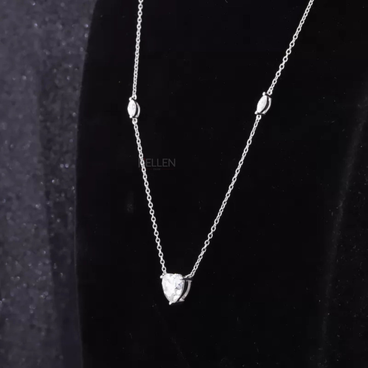 Heart Cut Solitaire And Marquis Cut Moissanite On Chain Necklace