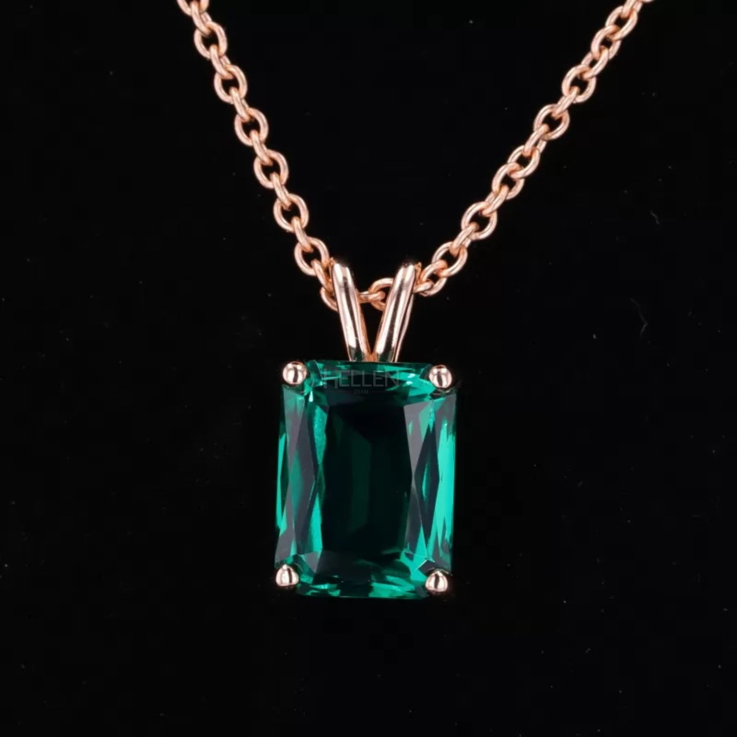 Emerald Gemstone Solitaire Necklace With Single Loop