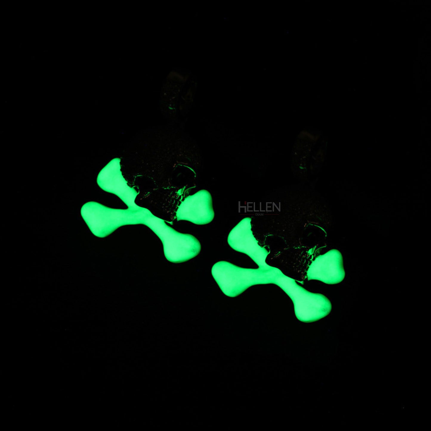 Skull And Cross Bone Glow In Dark Iced Out Pendant