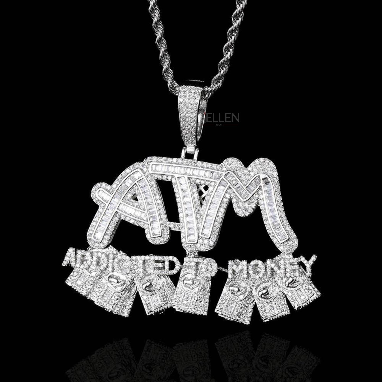 ATM Initials Logo Pendant With Iced Out Moissanites