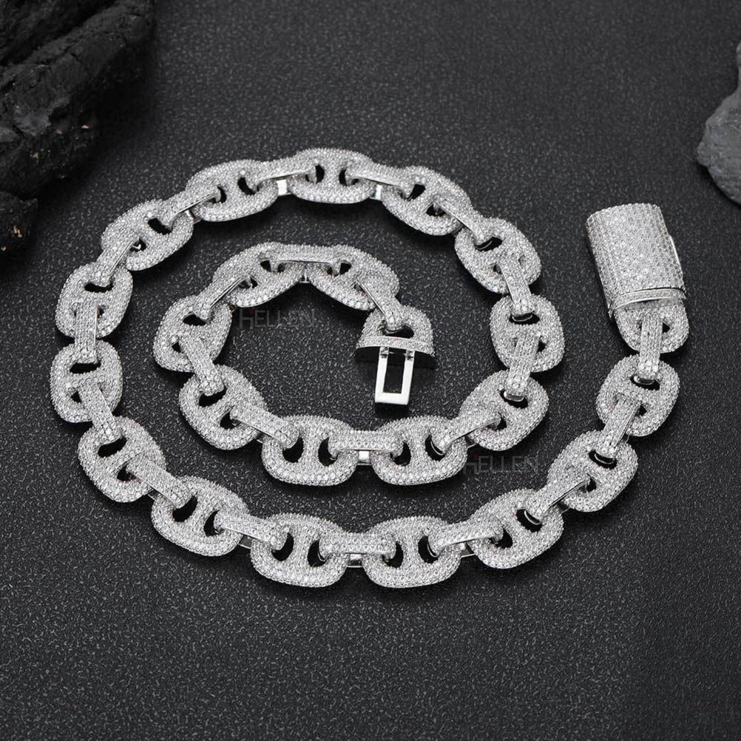 Round Cut VVS Moissanite Bling 16MM Gucci Hip Hop Chain