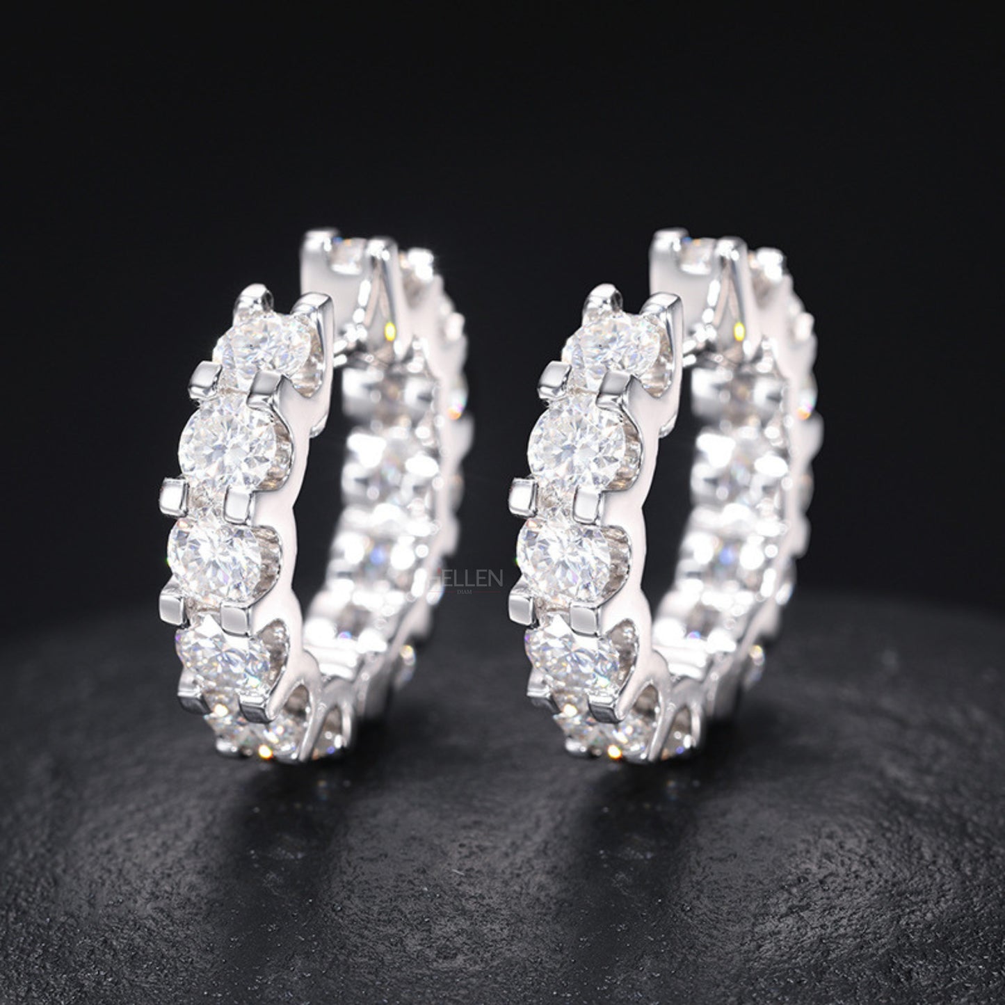 Eternity Hoops Earrings With Round Cut Moissanite for Men's