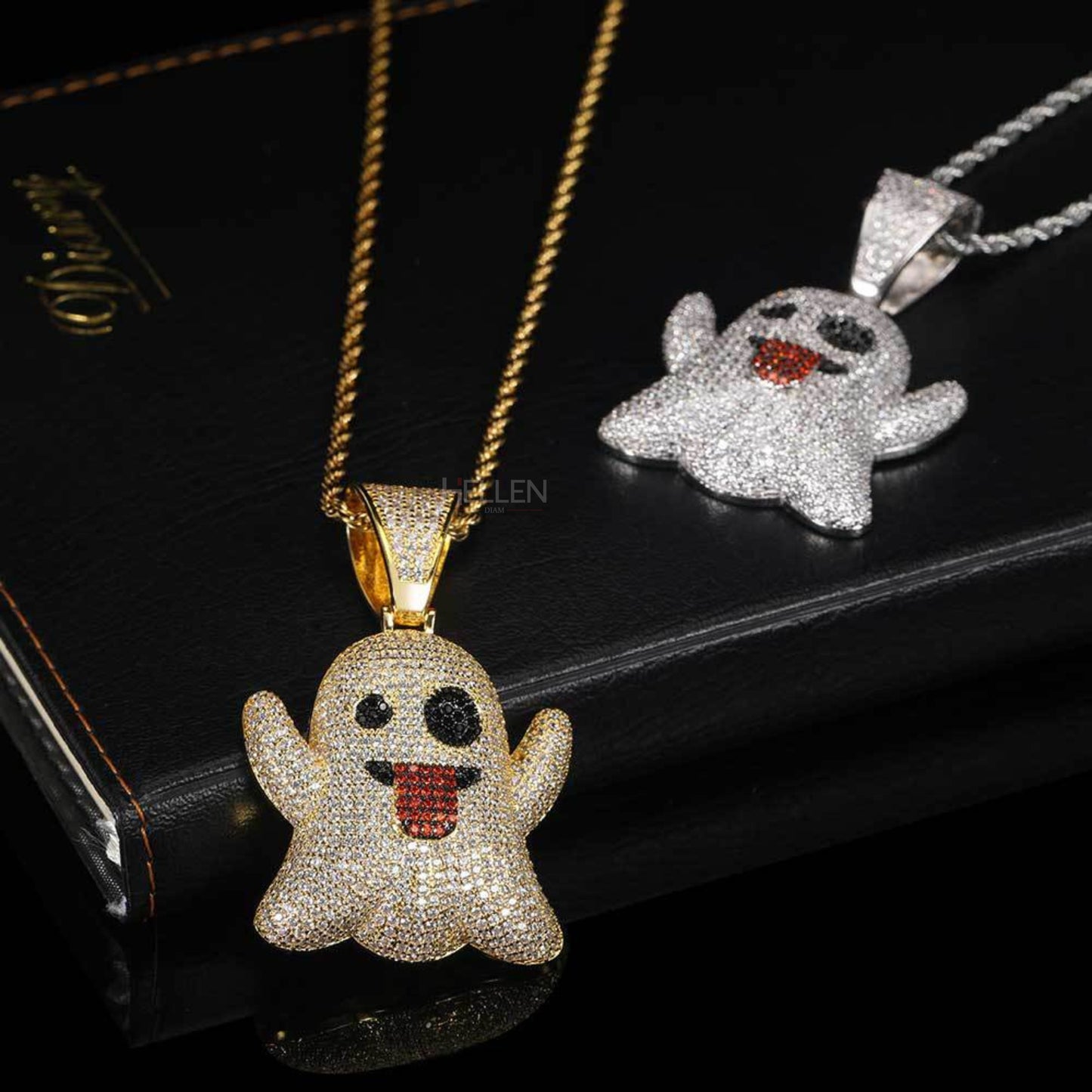 Bling Ghost Emoji Hip Hop Pendant With VVS Moissanite