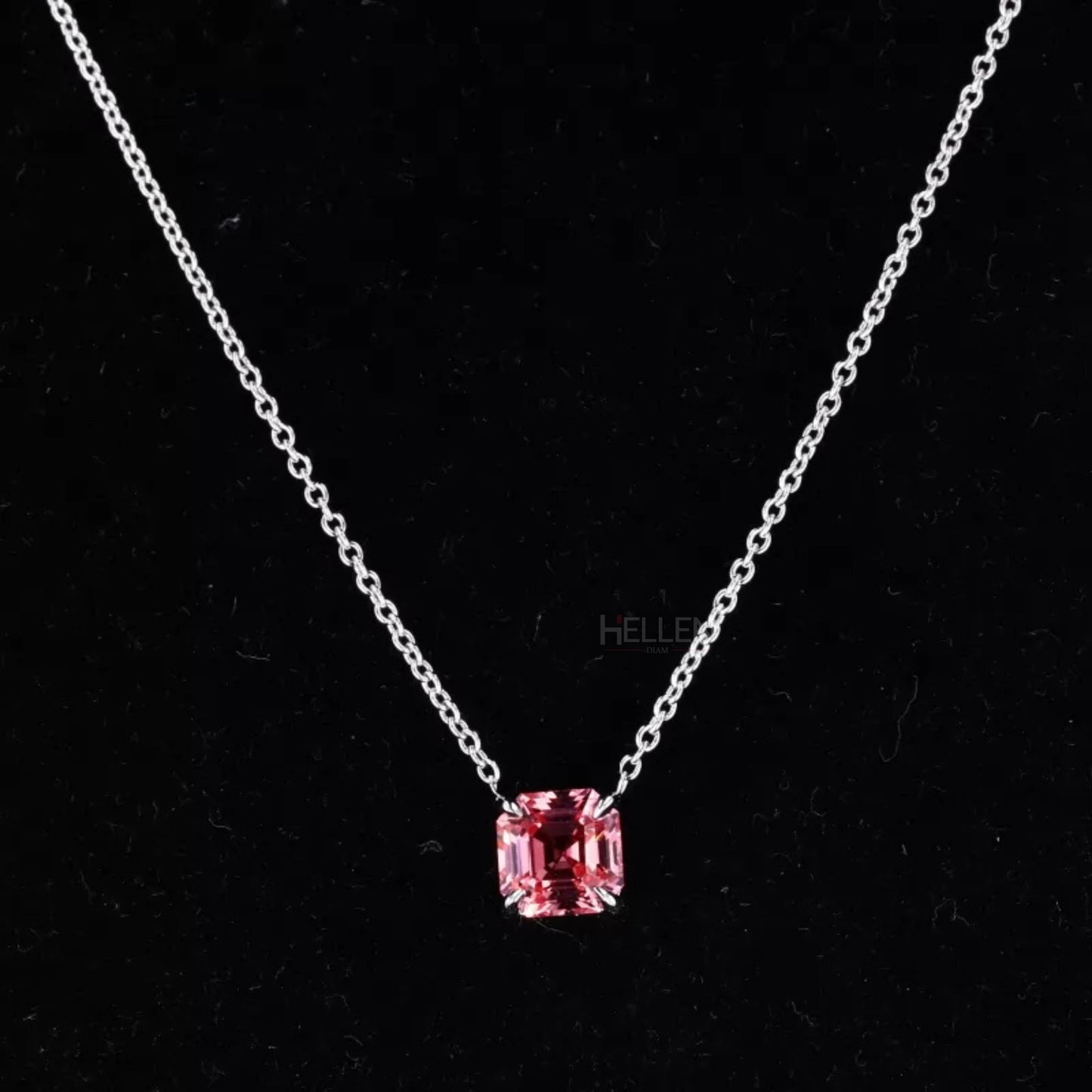 Asscher Cut 4 Prong Solitaire Gemstone Necklace of Your Choice