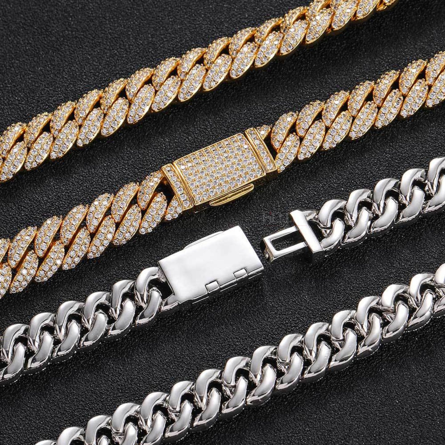 10MM Iced Out Cuban Chain For Men's With Round Cut Moissanite