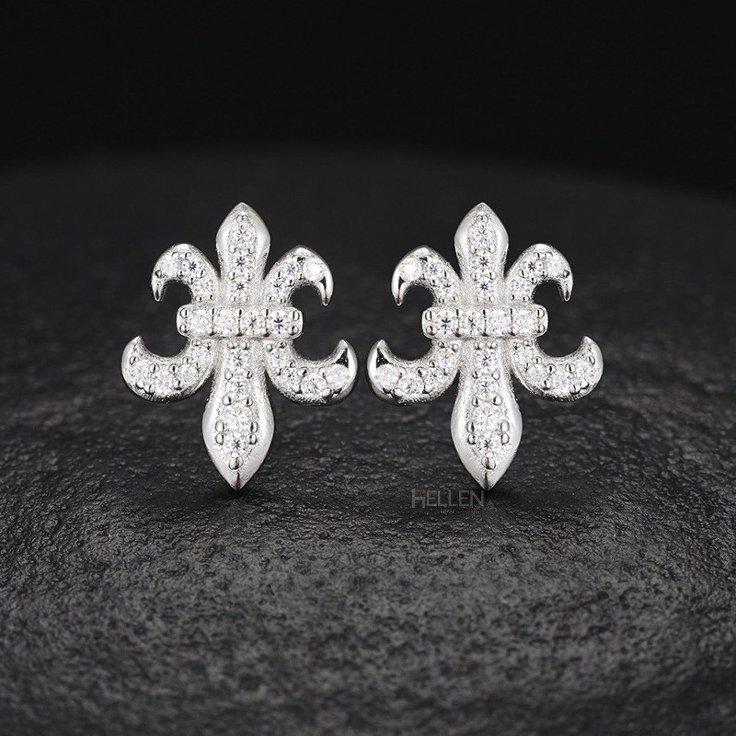 Fleur De Lis Moissanite Studded Men's Hip-Hop Studs