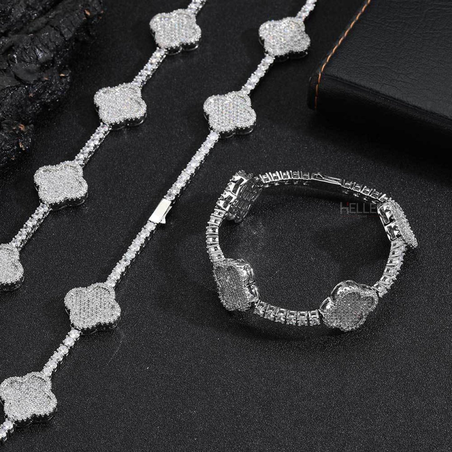 Clover Tennis Chain With Round Cut Moissanite - Unisex