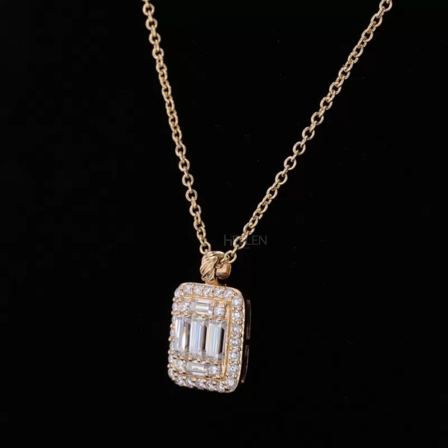 Trendy Baguette And Round Cut Moissanite Necklace