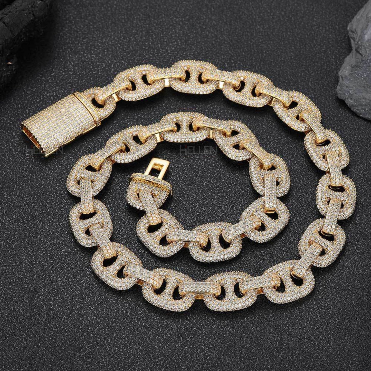 Round Cut VVS Moissanite Bling 16MM Gucci Hip Hop Chain