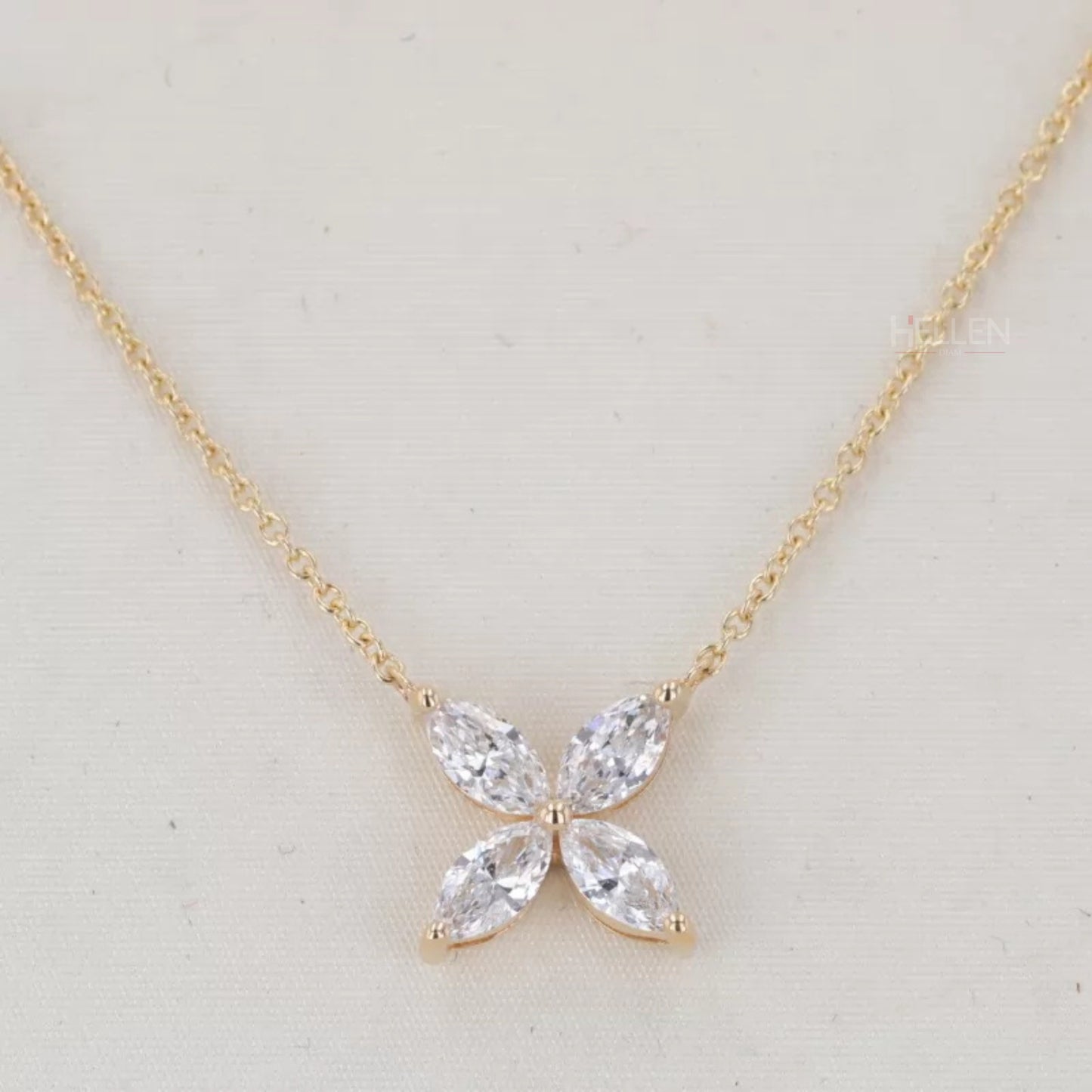 Marquis Cut 4 Petals Moissanite Necklace For Everyday