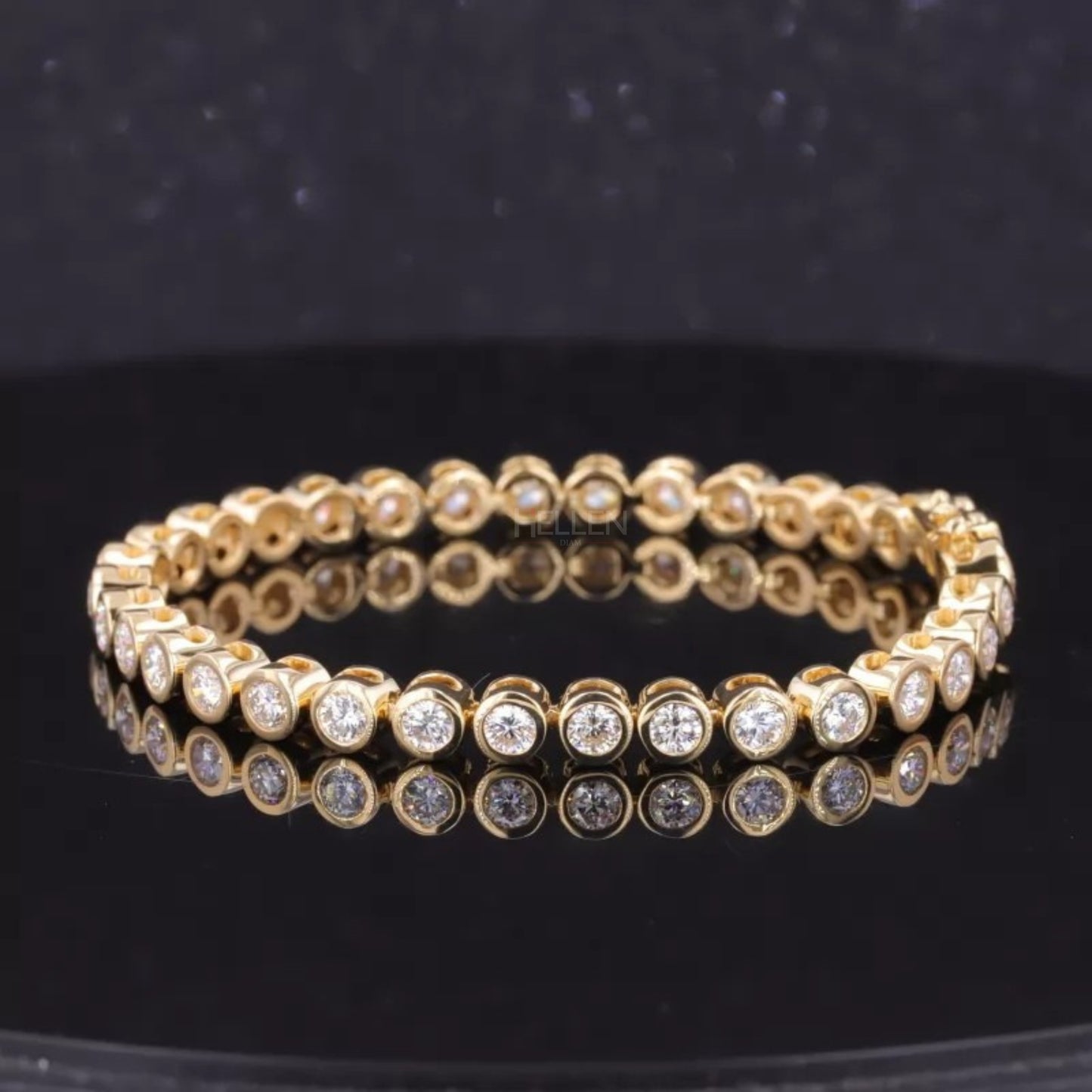 Round Cut Moissanite Bezel Setting Tennis Bracelet
