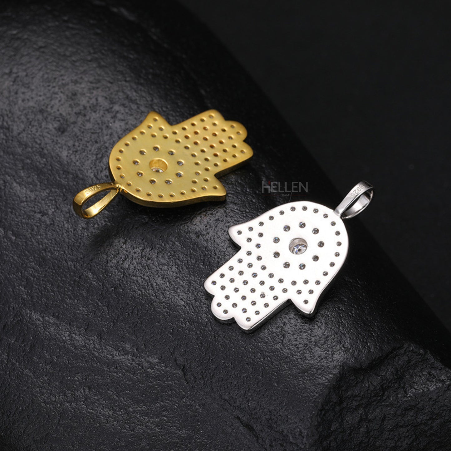 Hamsa Diamond Iced Out Pendent For Men's