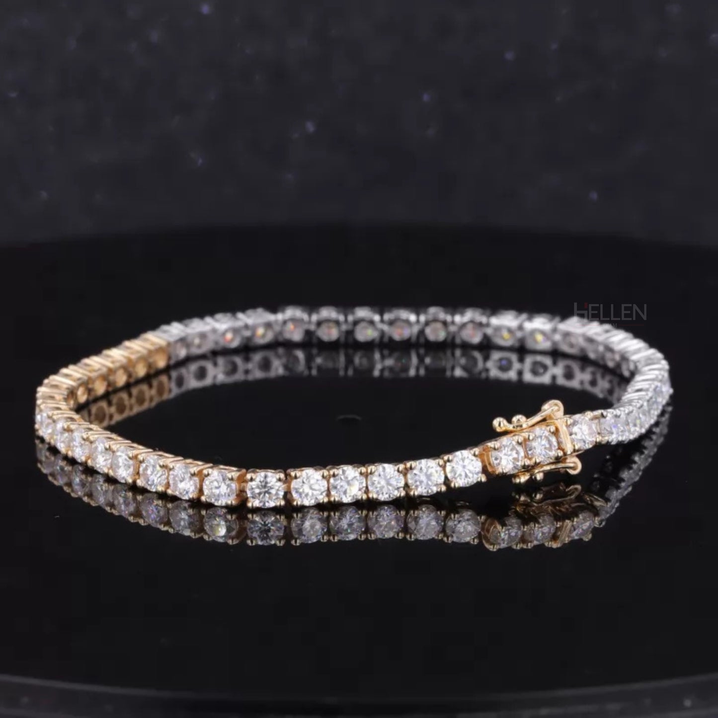 2-Tone Gold & White Round Moissanite Classic Tennis Bracelet