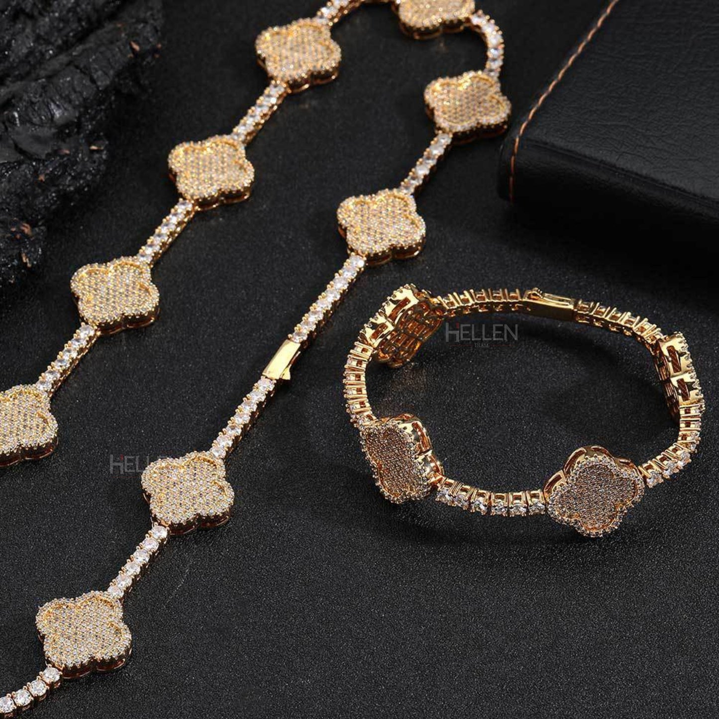Clover Tennis Chain With Round Cut Moissanite - Unisex