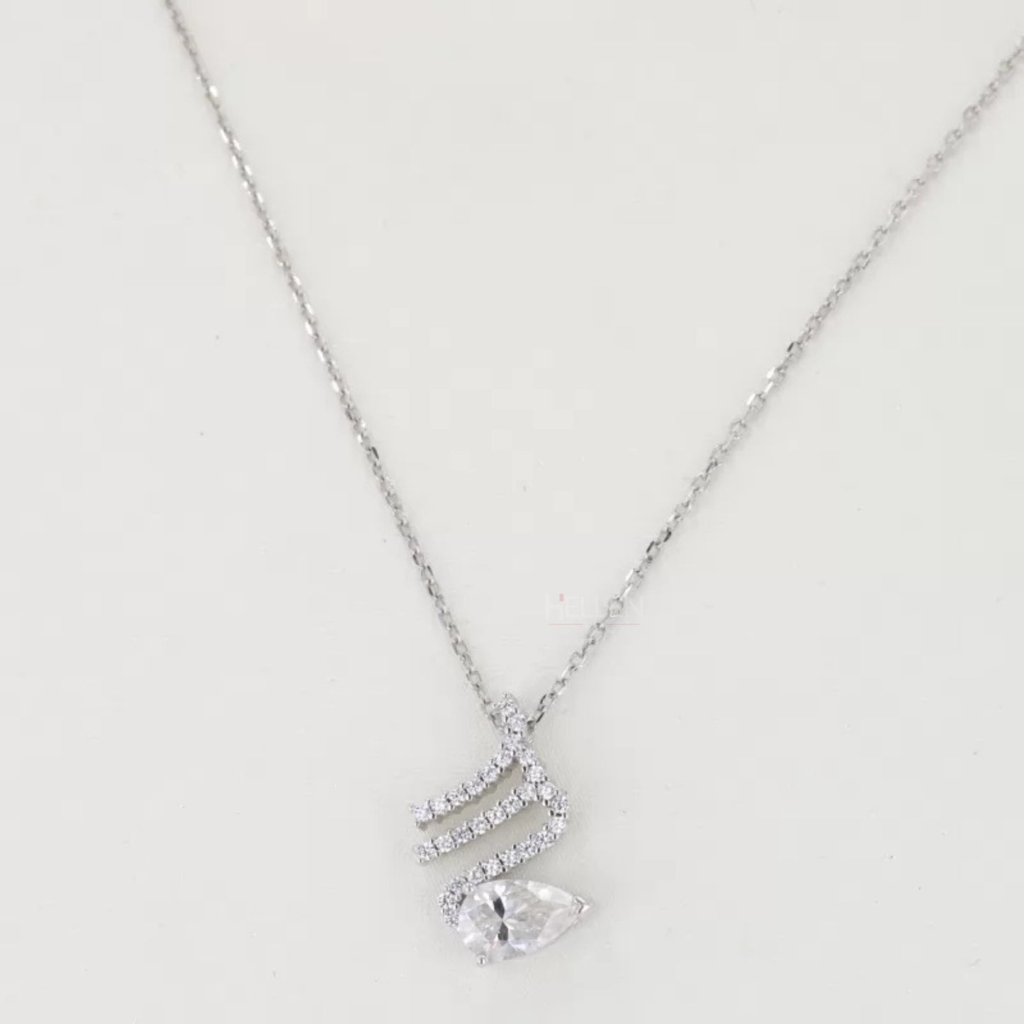 Unique Pendant Pear Cut Solitaire & Round Moissanite Necklace