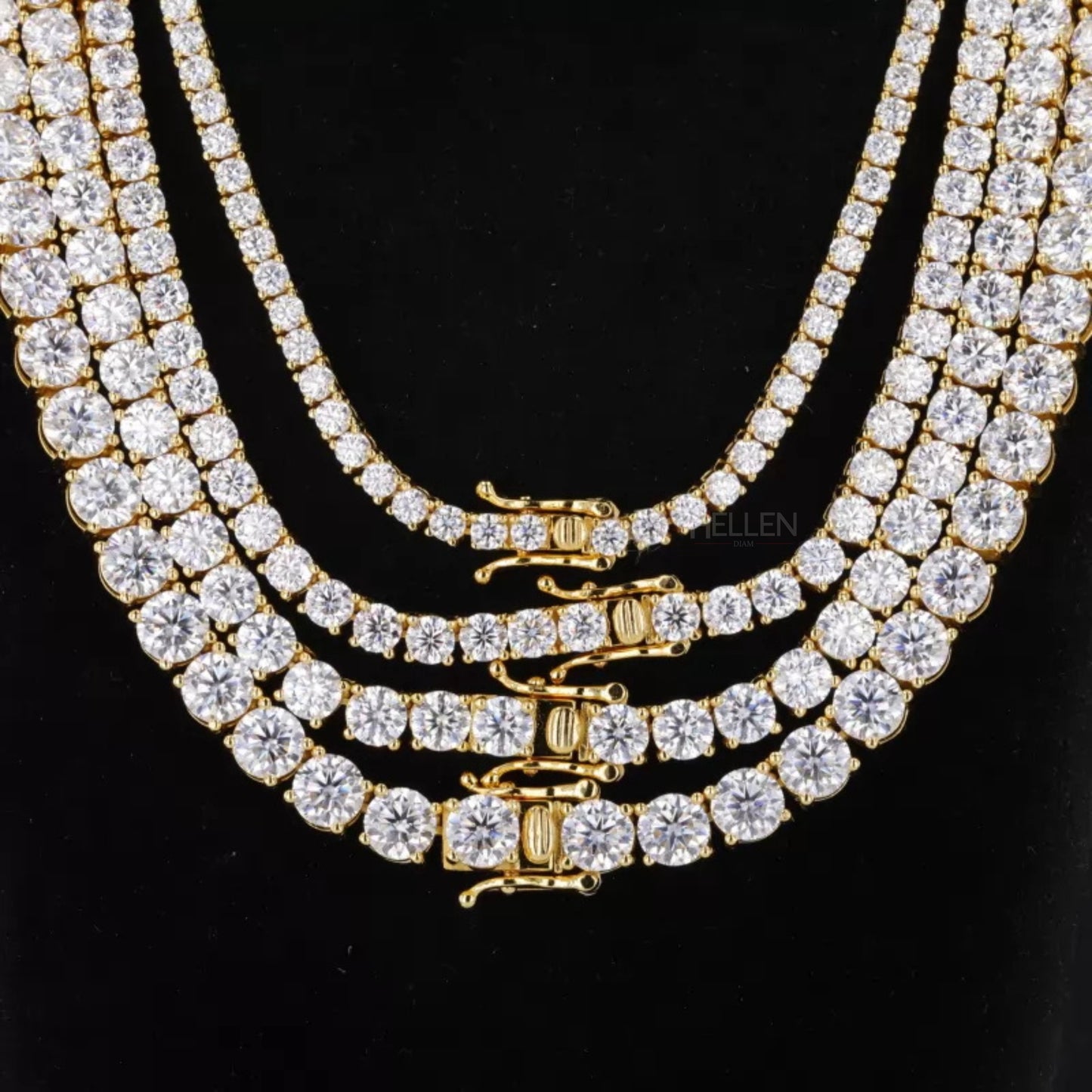 Signature Round Moissanite Tennis Chain Necklace in Various Sizes