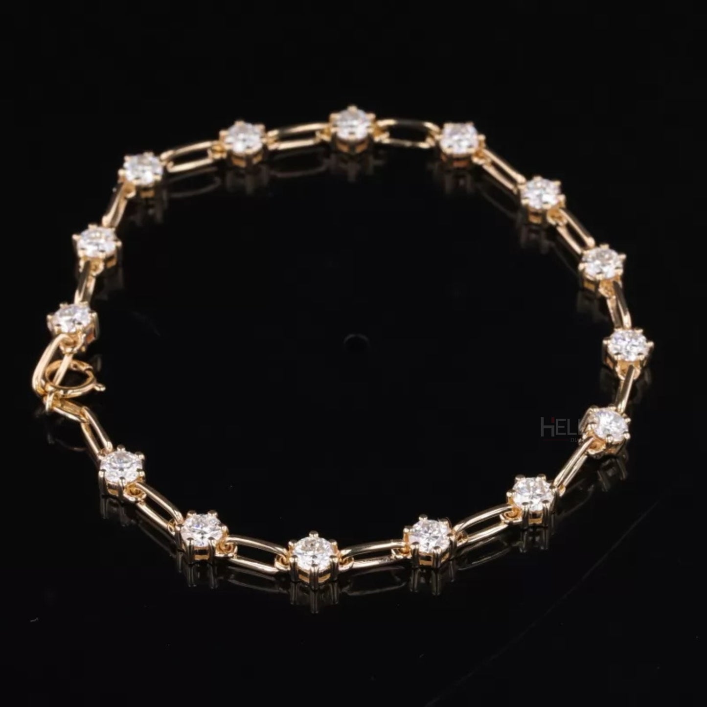 Paper Clip Chain Bracelet with Round Cut Moissanite Links