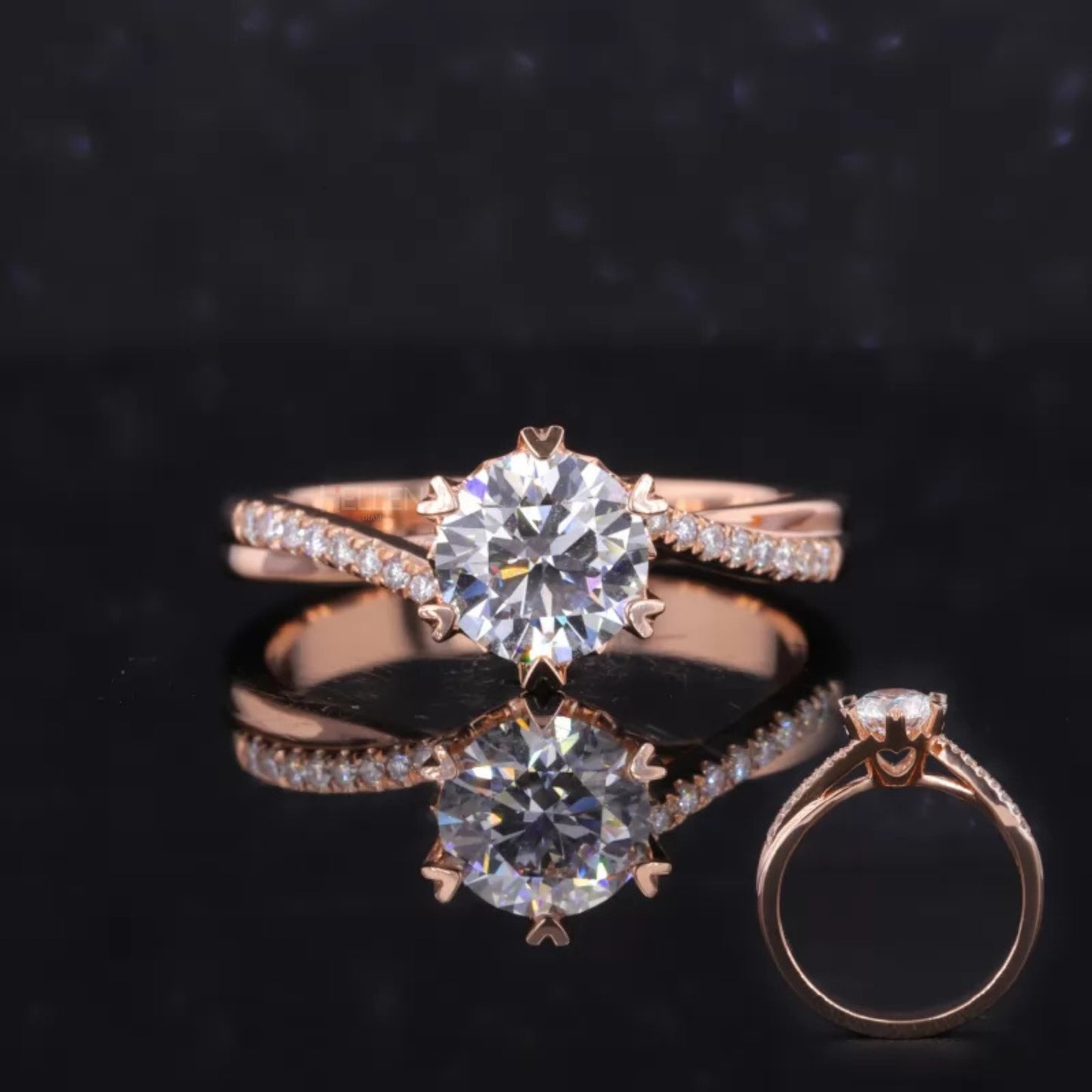 Romantic solitaire heart shaped moissanite engagement ring with classic prong setting – perfect gift of love