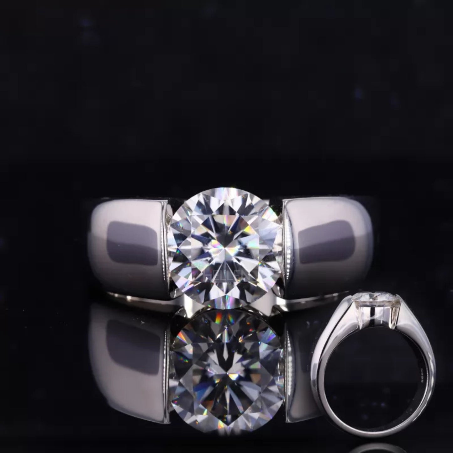 Men’s round cut moissanite solitaire engagement ring – bold, classic, and refined masculine design