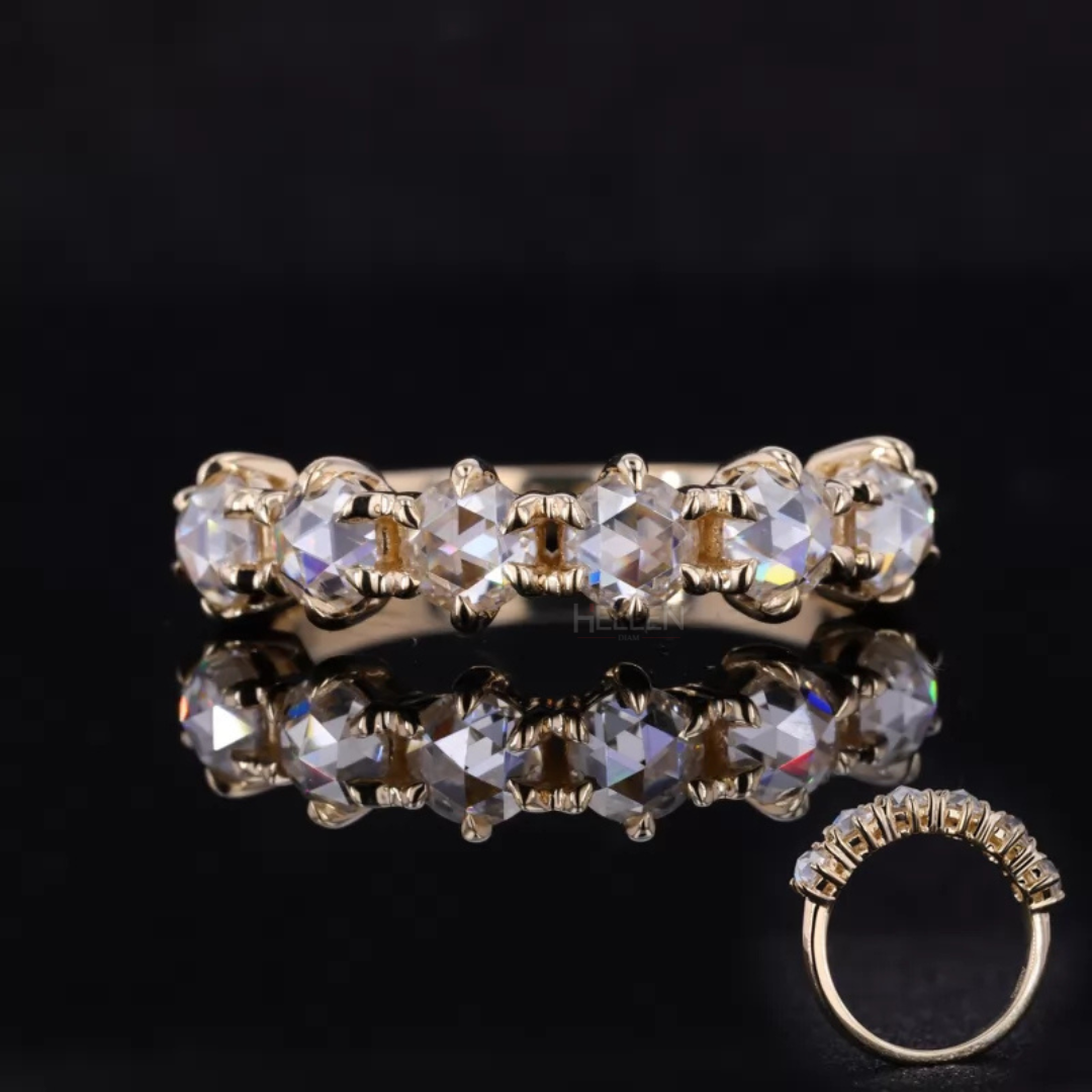 Rose cut moissanite ring with upside-down setting – artistic and modern twist on a classic style