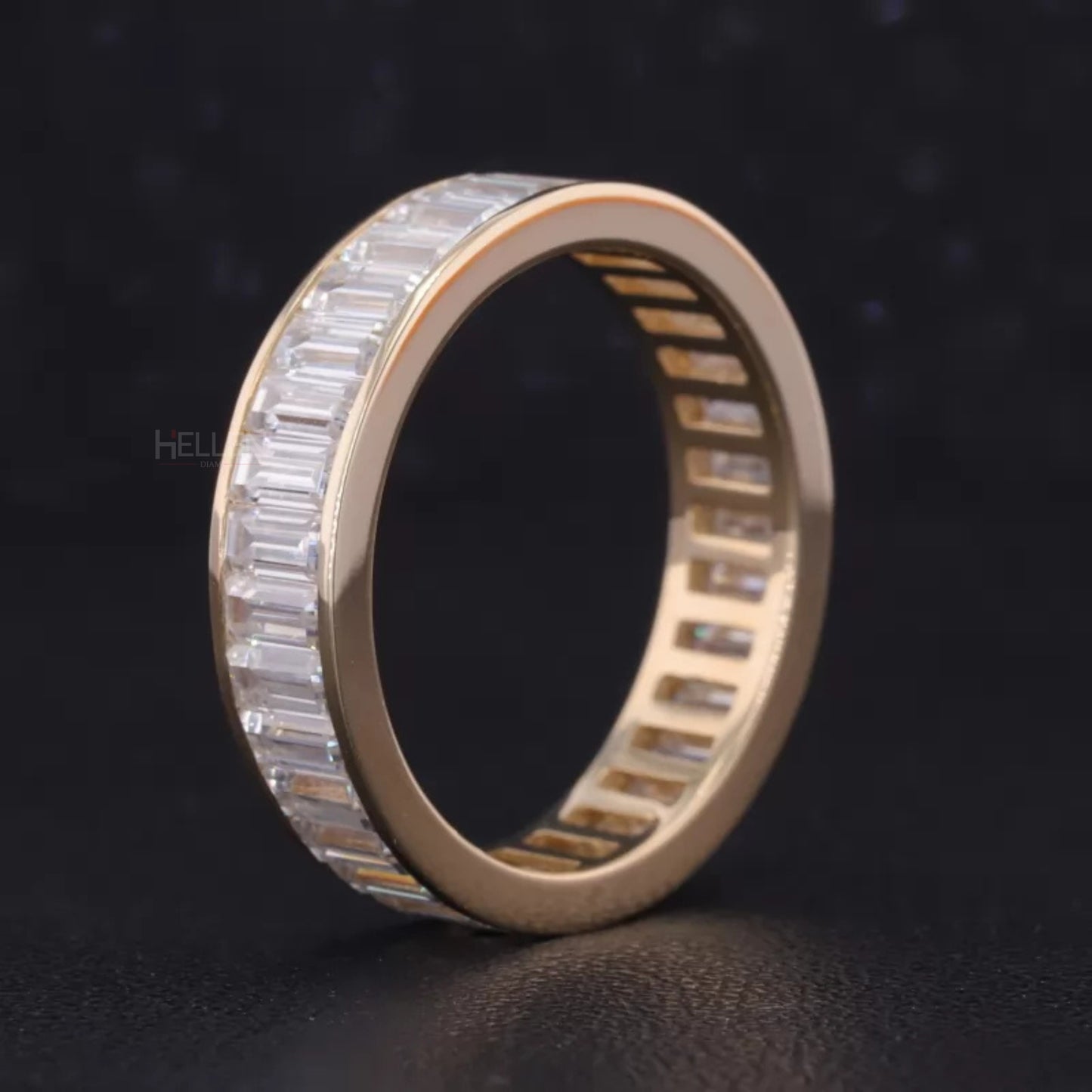 Baguette Cut Moissanite Channel Setting Full Eternity Band