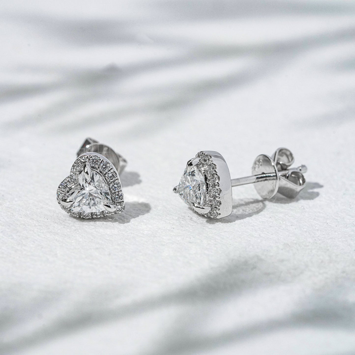 Heart Shaped Moissanite Stud Earrings - 925 Silver