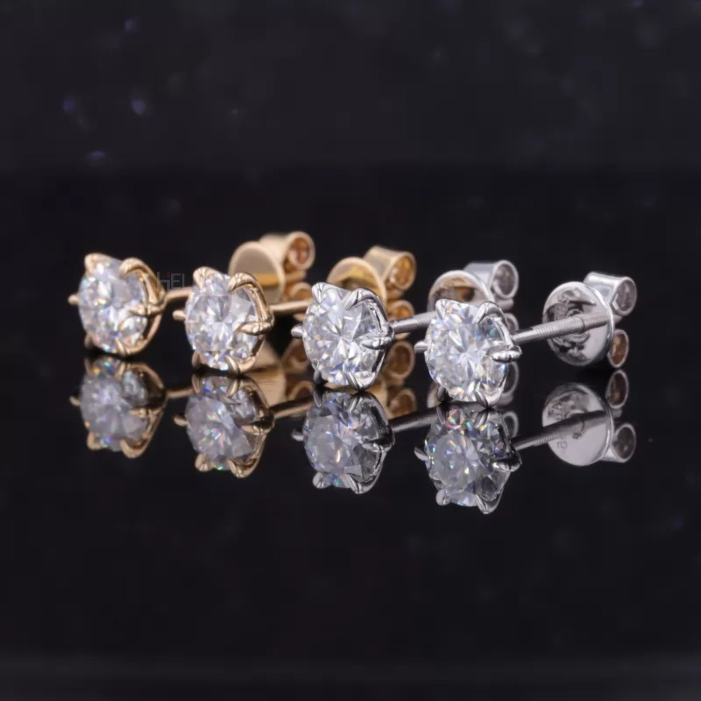 Round Cut VVS Moissanite Stud With 6 Claw Prongs