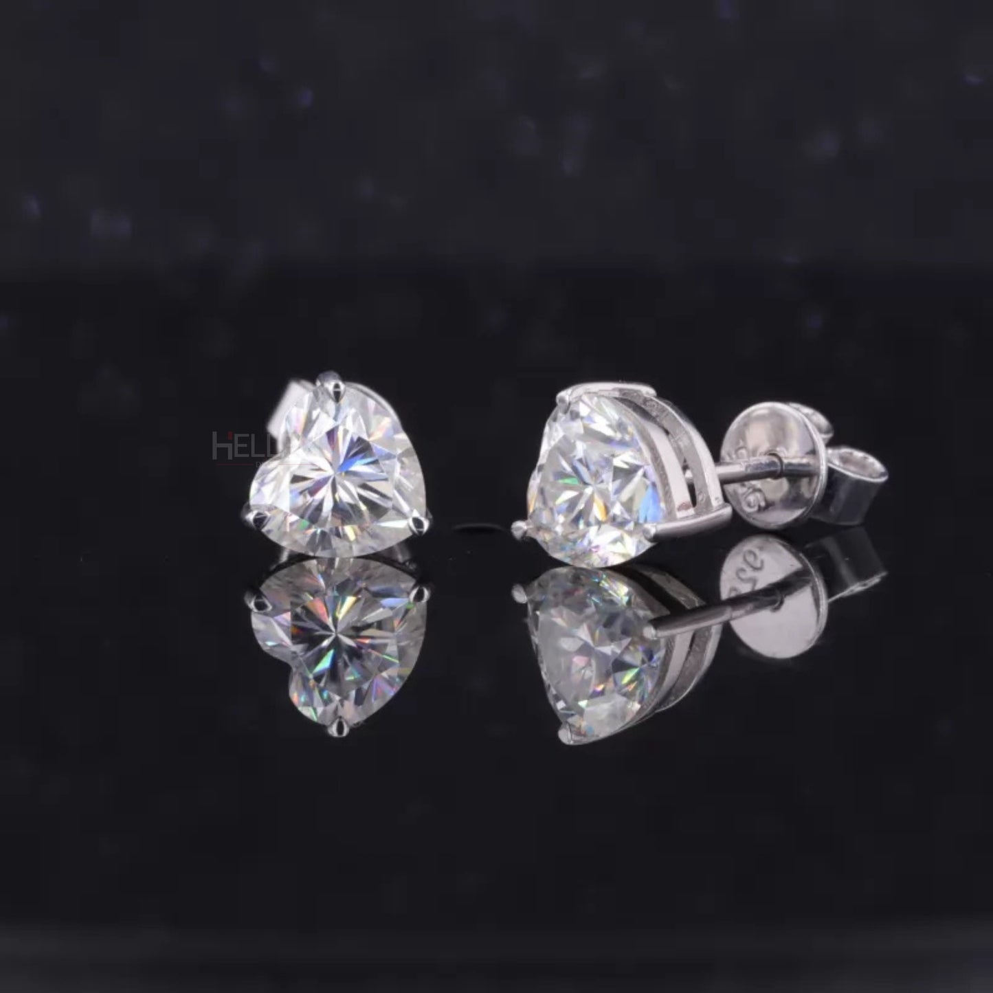 Stunning Heart Cut VVS Moissanite Stud With 3 Prongs