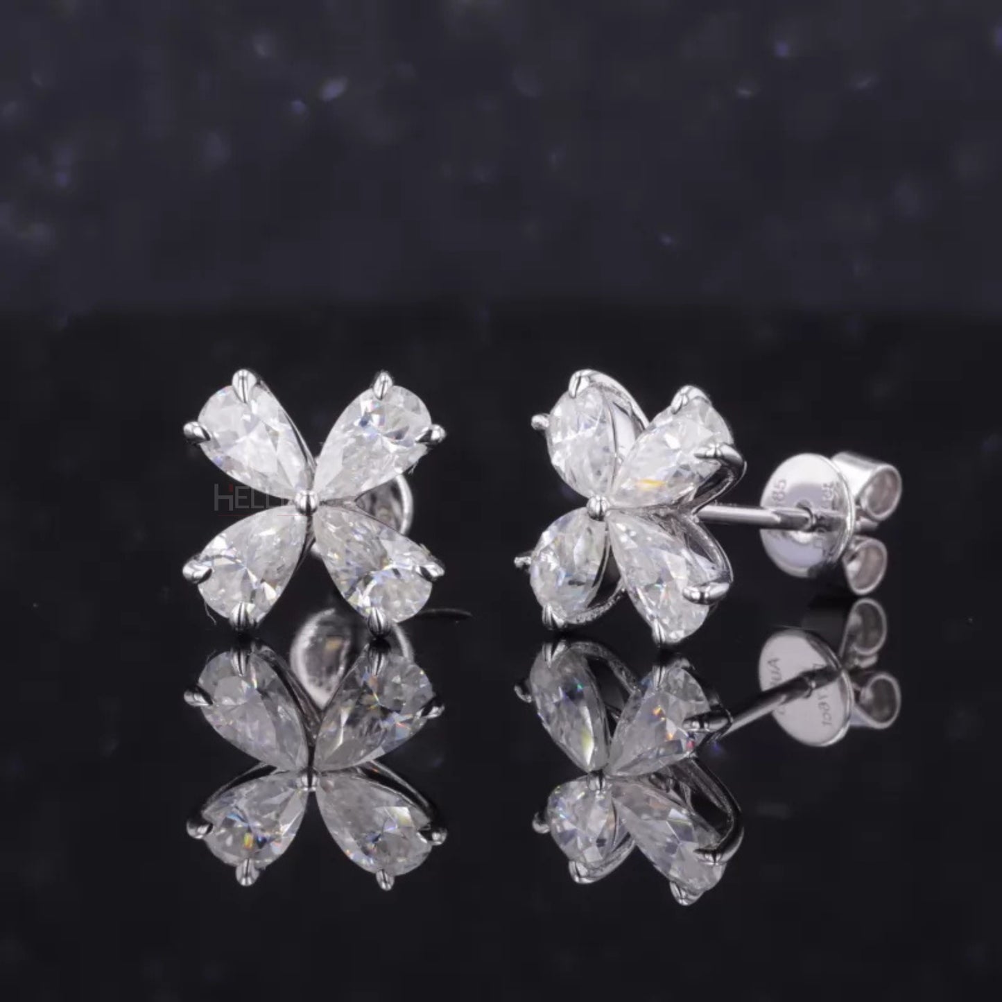 Stunning Pear Cut VVS Moissanite Studs Sterling 925 Silver