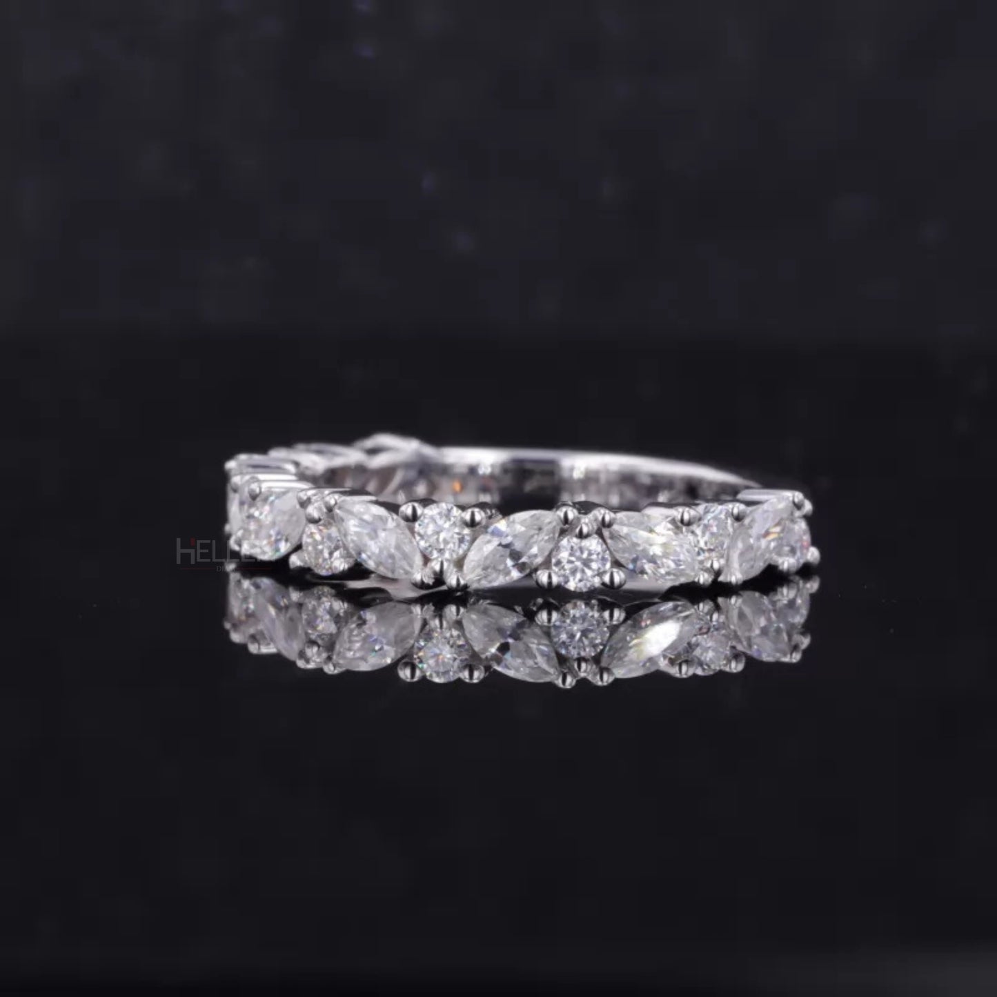 Marquise and Round Cut Moissanite Wedding Ring