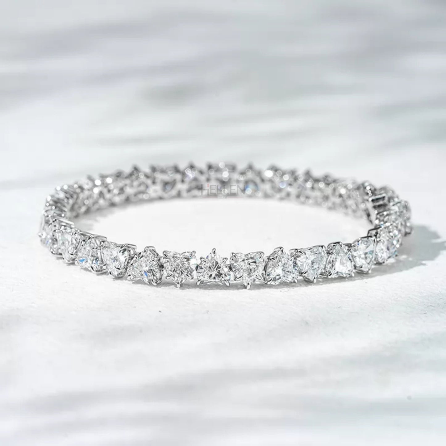 Elegant Heart Cut Moissanite Tennis Bracelet - Sterling Silver