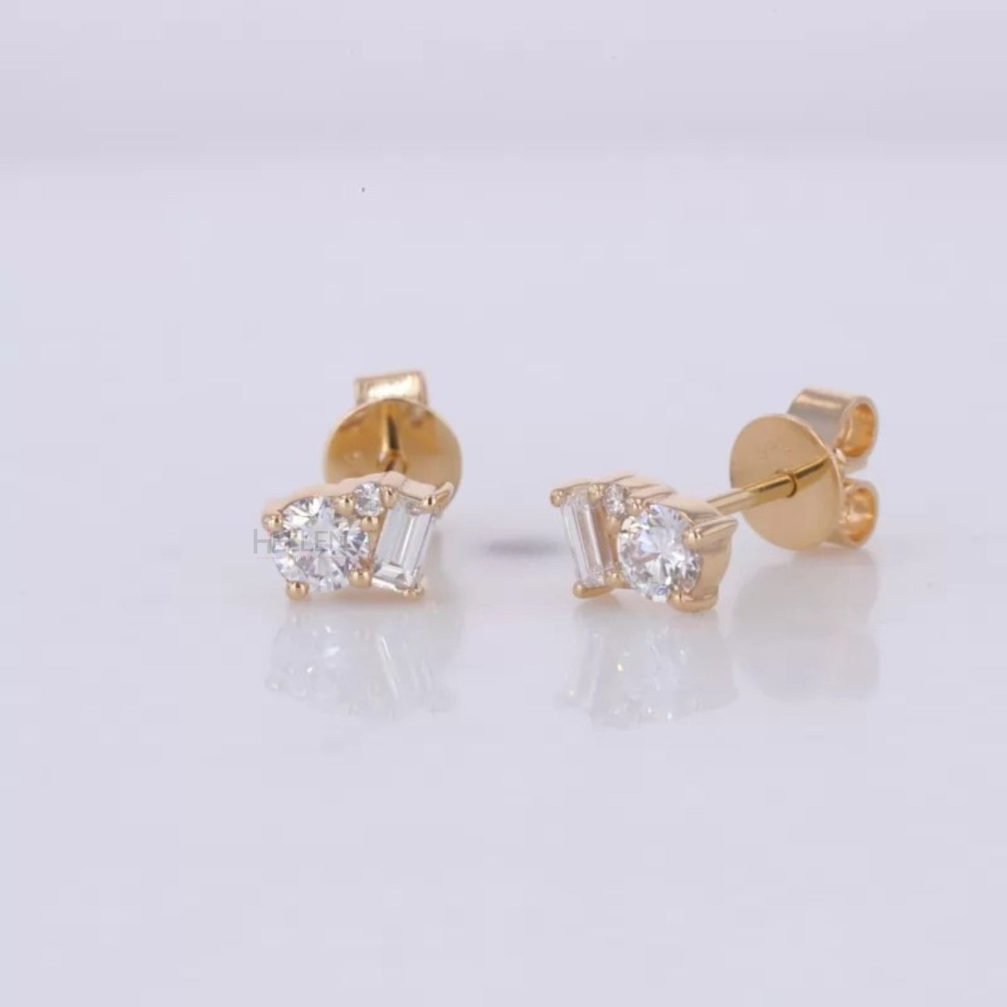 Toi Et Moi style Baguette and Round Studs