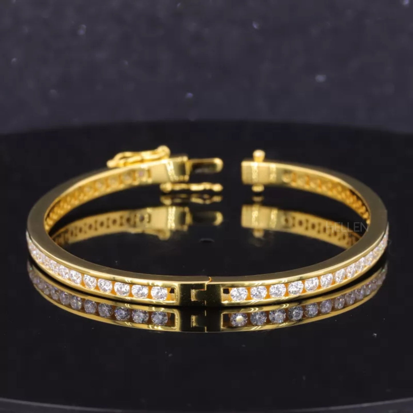 Gold Plated Moissanite Iconic Band Channel Setting Bracelet