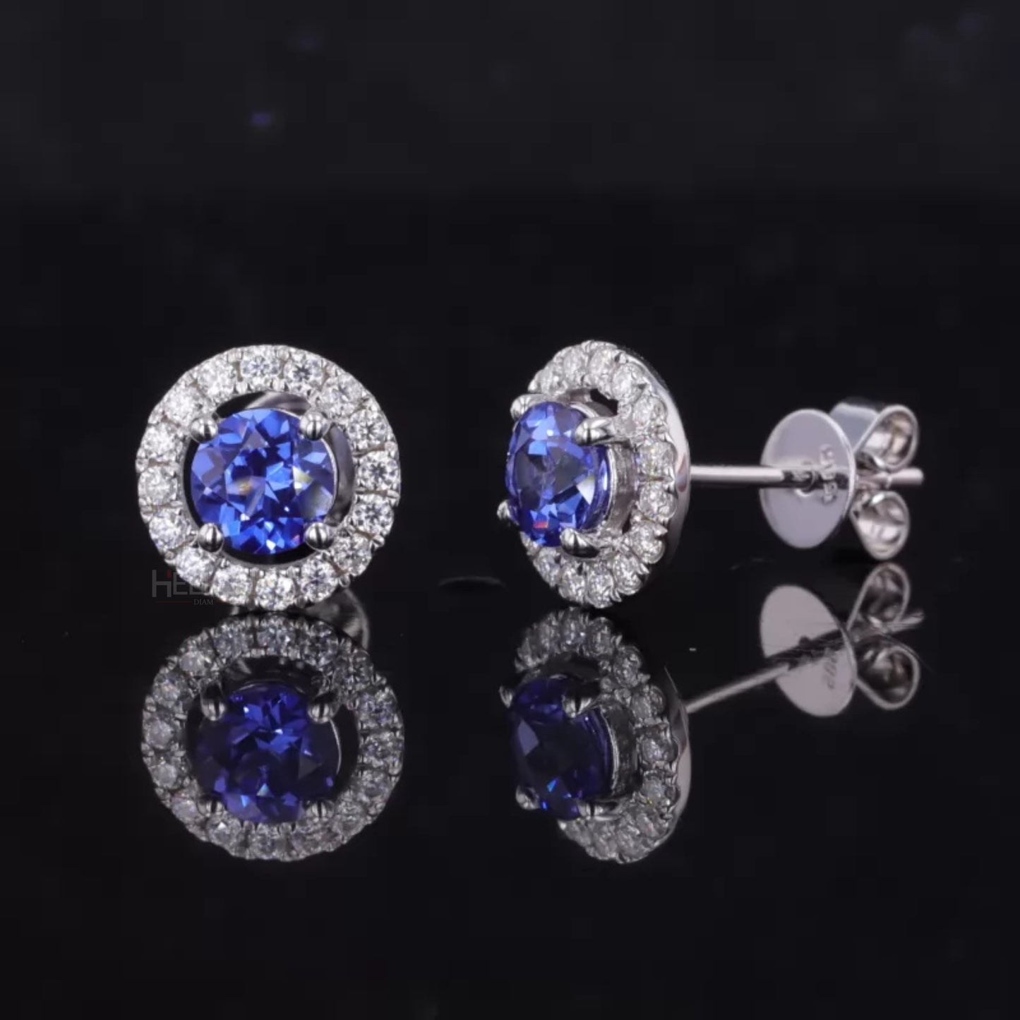 Halo Round solitaire Gemstone And Moissanite Studs
