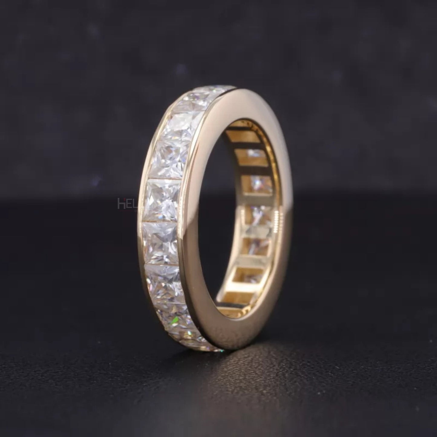 Princess Cut Moissanite Channel Setting Full Eternity Wedding Band