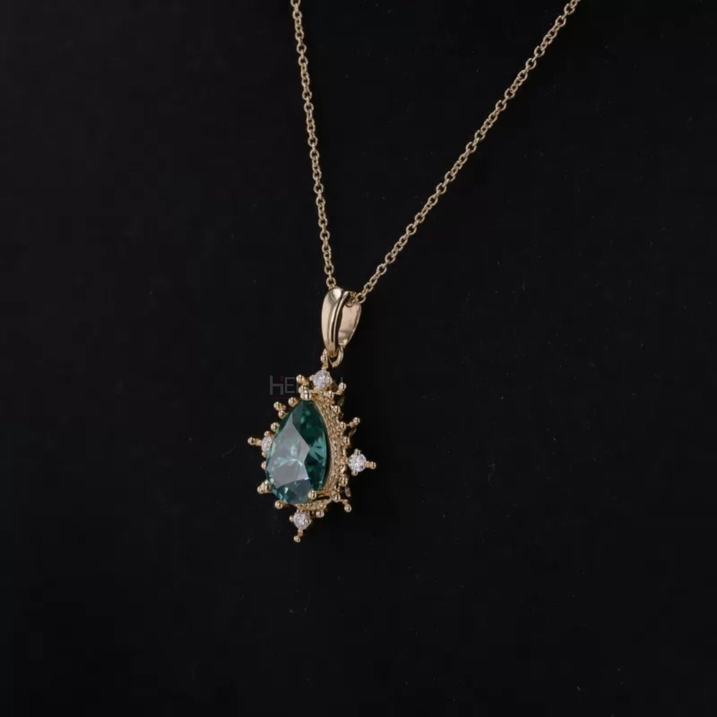 Sparkling Pear Cut Green Moissanite Necklace for Bridesmaid Gift