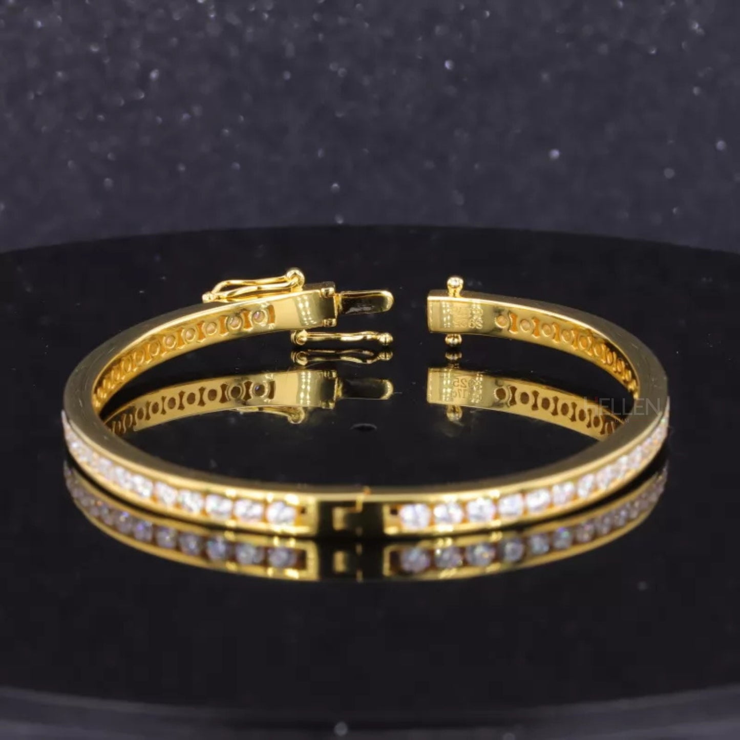 Gold Plated Moissanite Iconic Band Channel Setting Bracelet