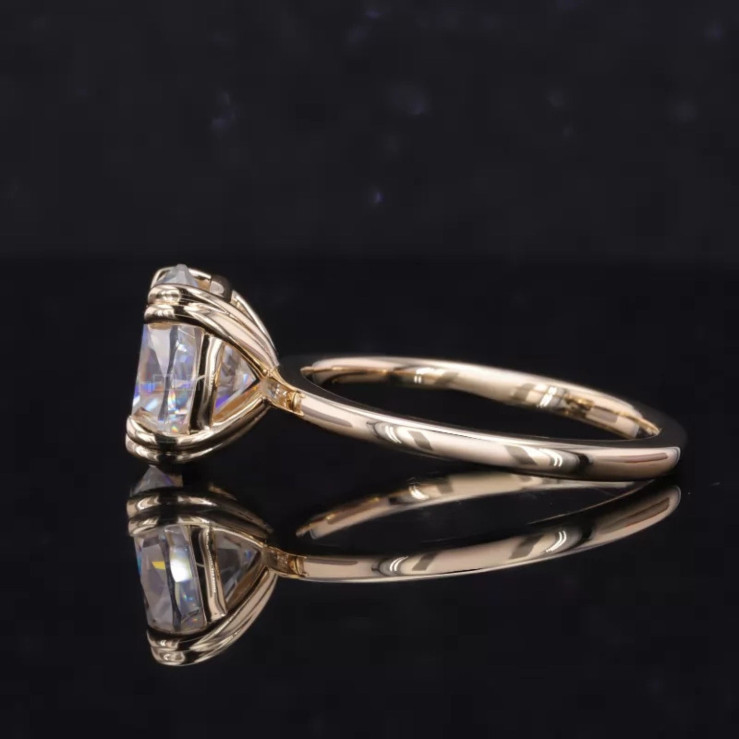 Oval Cut Moissanite Double Prong Solitaire Engagement Ring