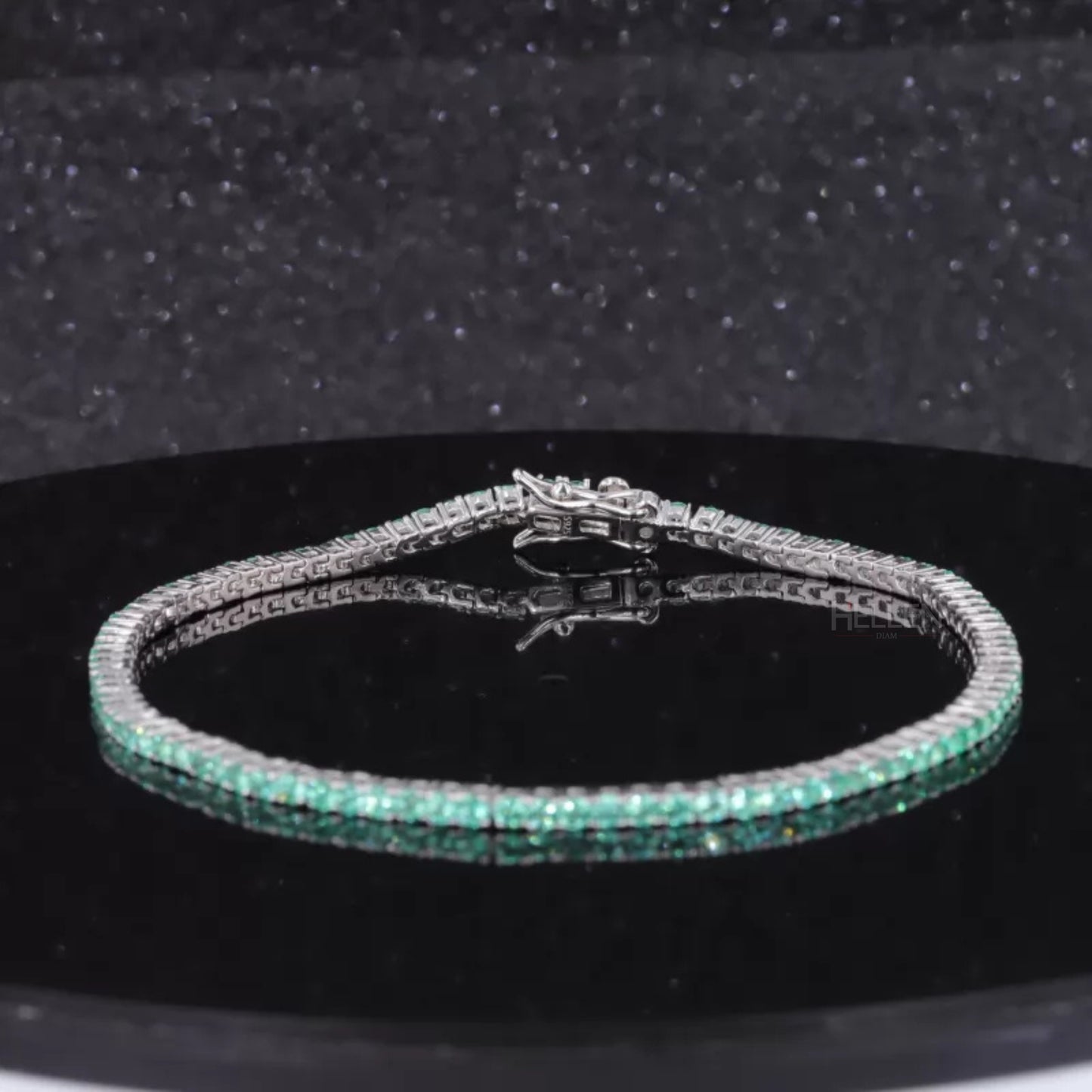 Green Round Semi Precious Gemstone Tennis Bracelet