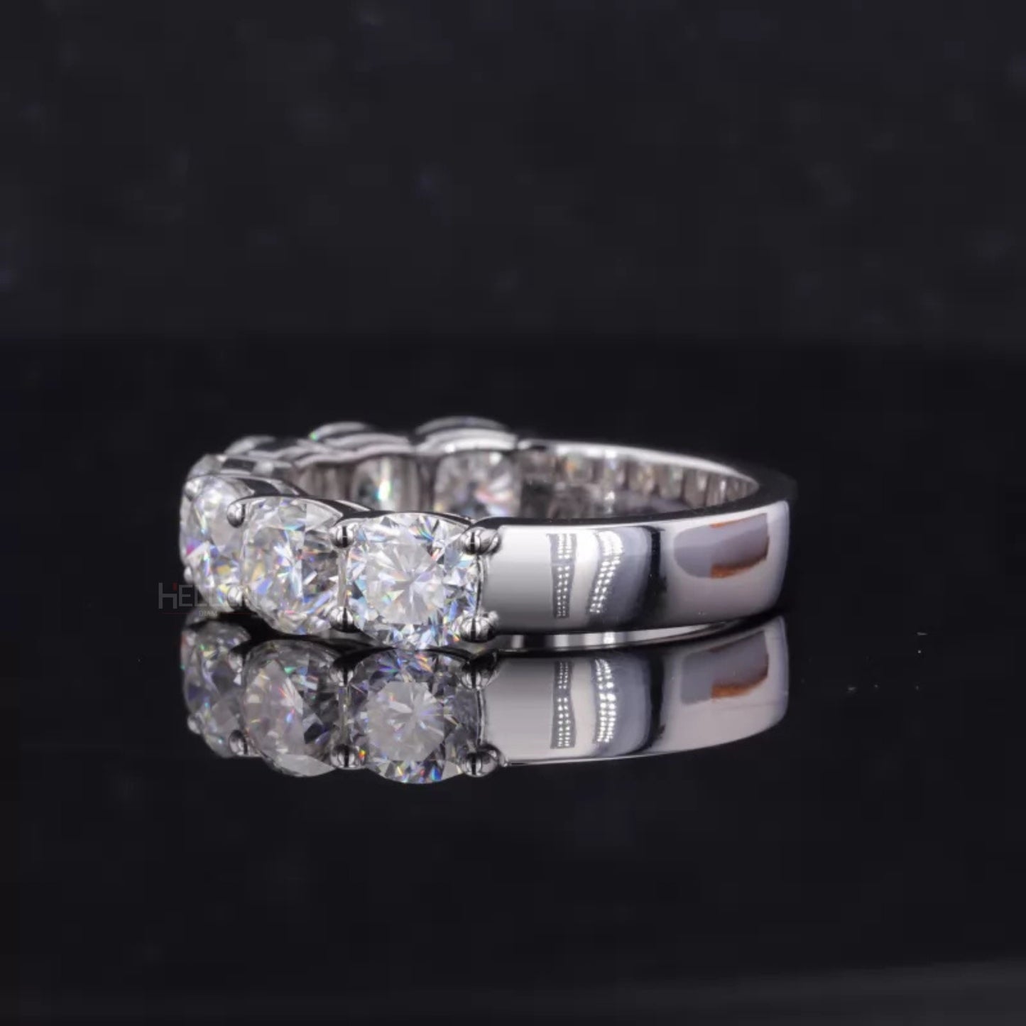 Round Cut Seven Stone Moissanite Wedding Band