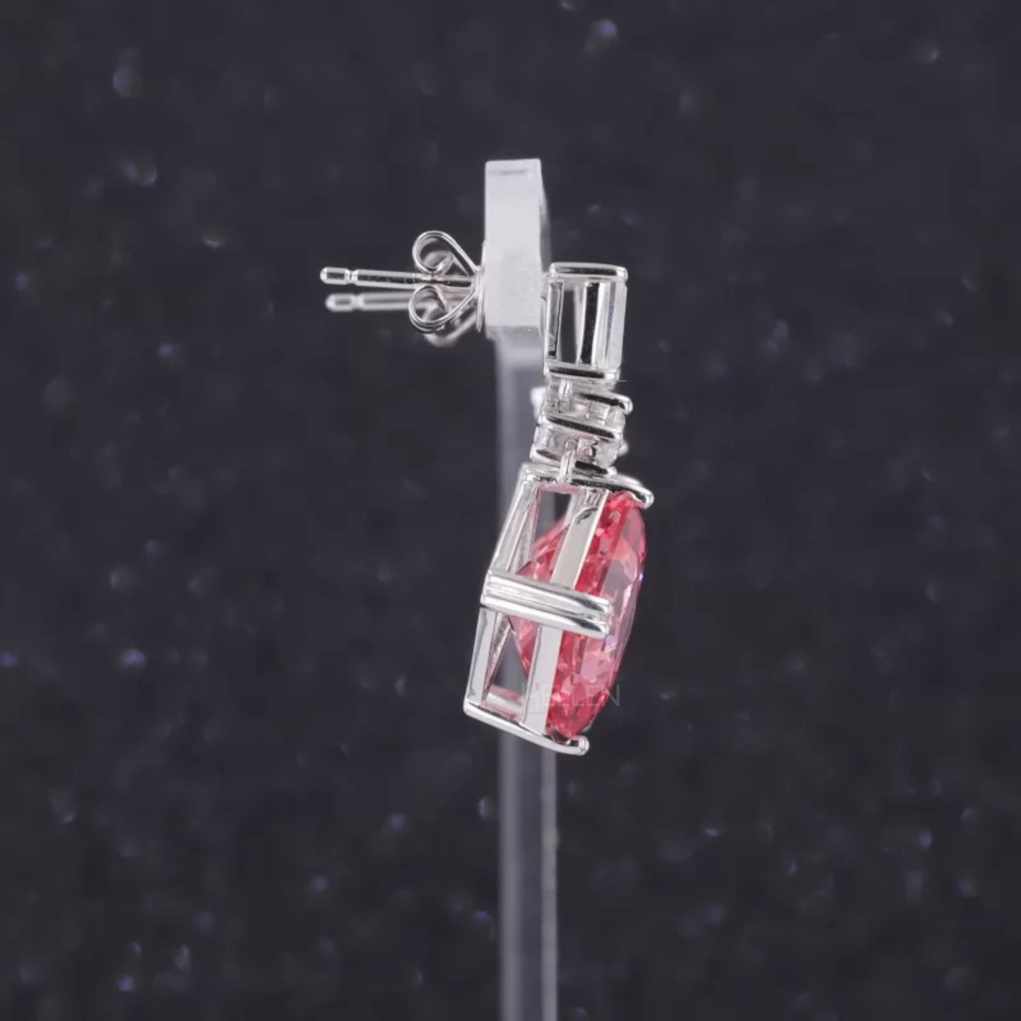 Asscher Cut Padparadscha Sapphire Drops Earrings