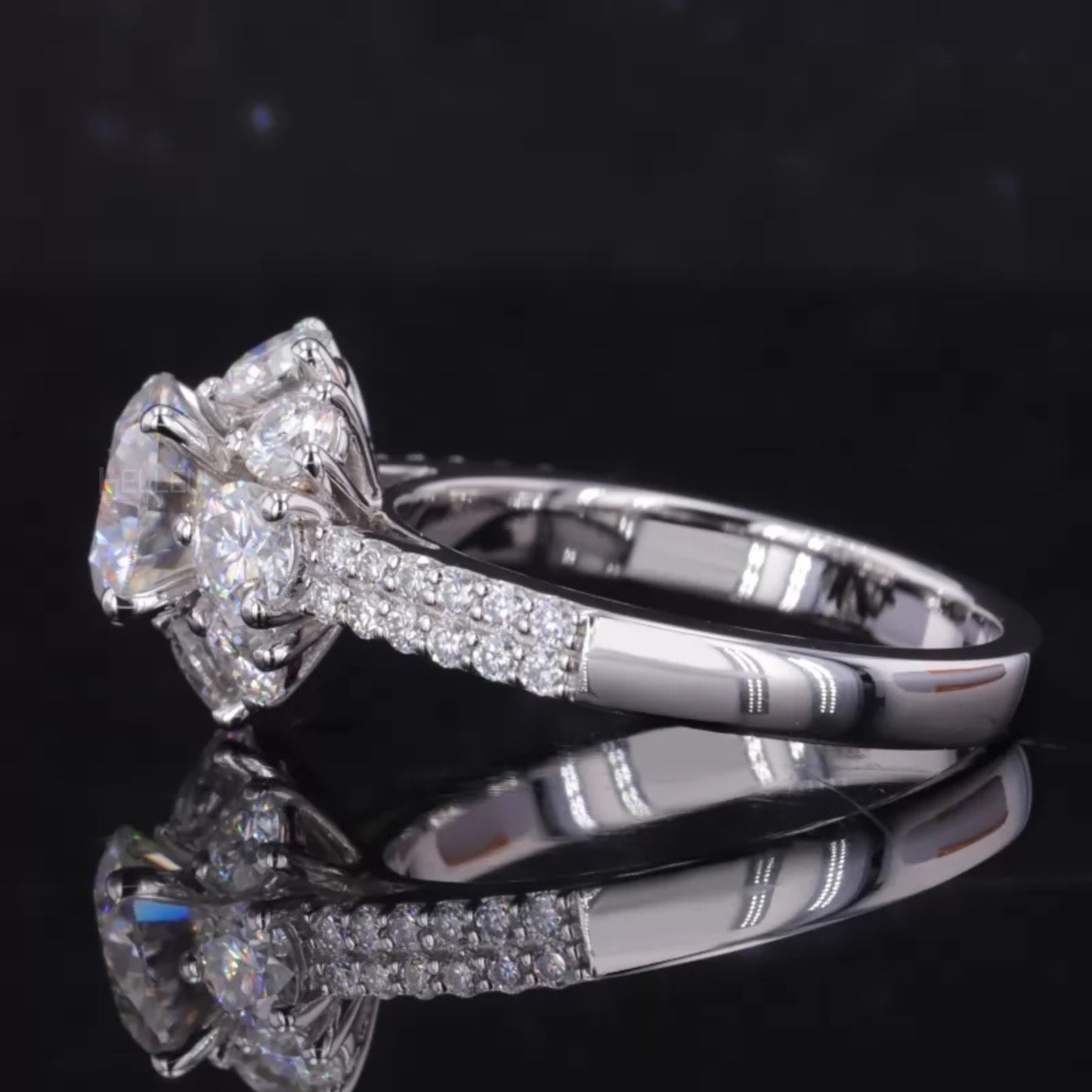 Nature-Inspired Round Cut Moissanite Halo Engagement Ring