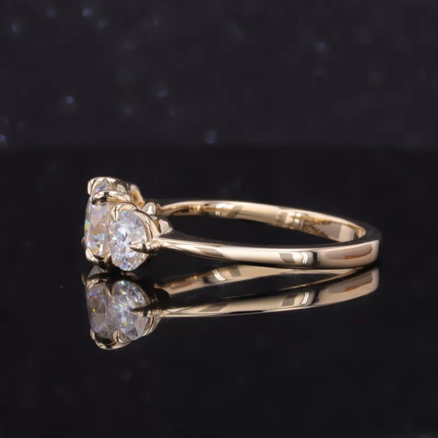Moissanite 3 Stone Round Cut Ring