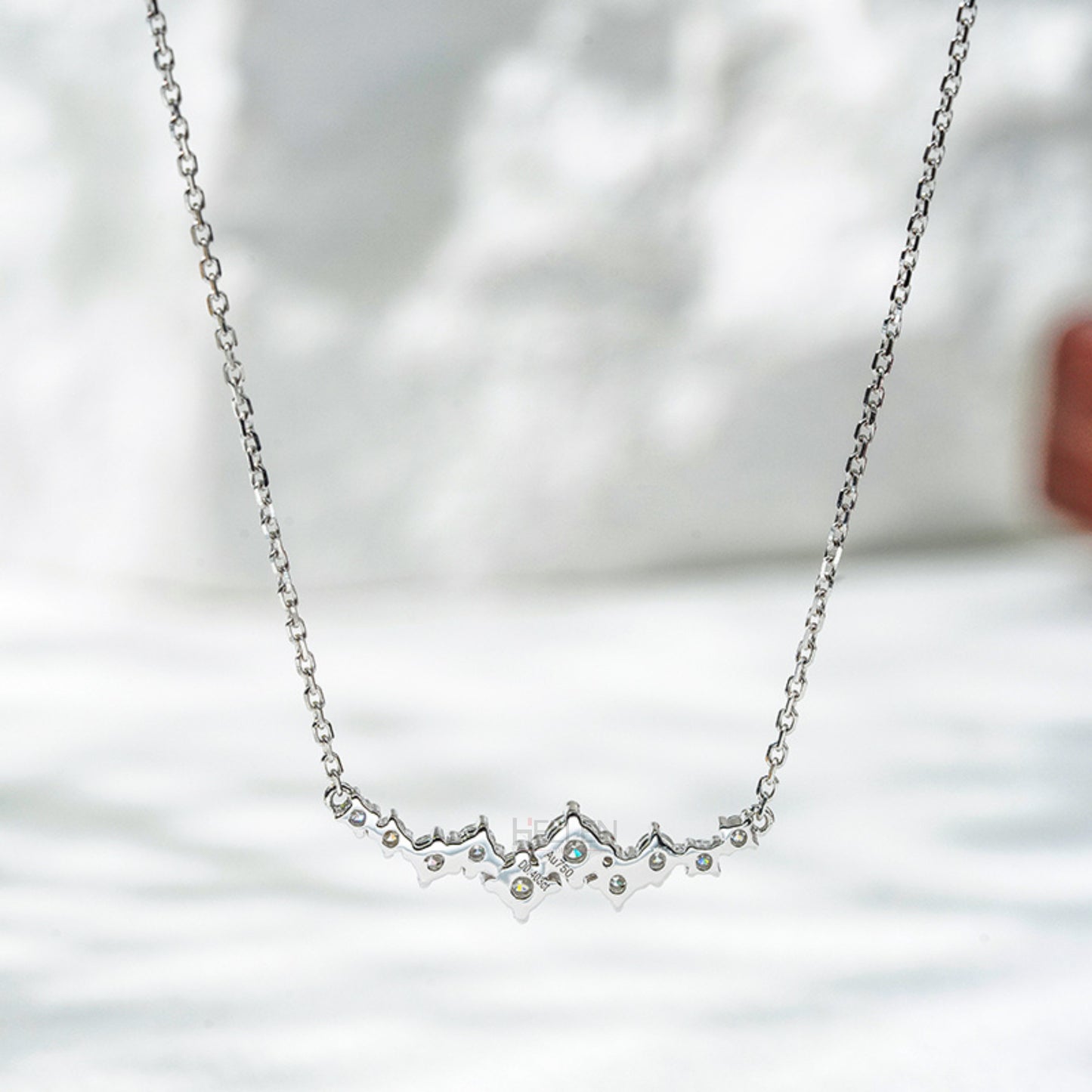Uneven Round Moissanite Layered Necklace with Anker Chain