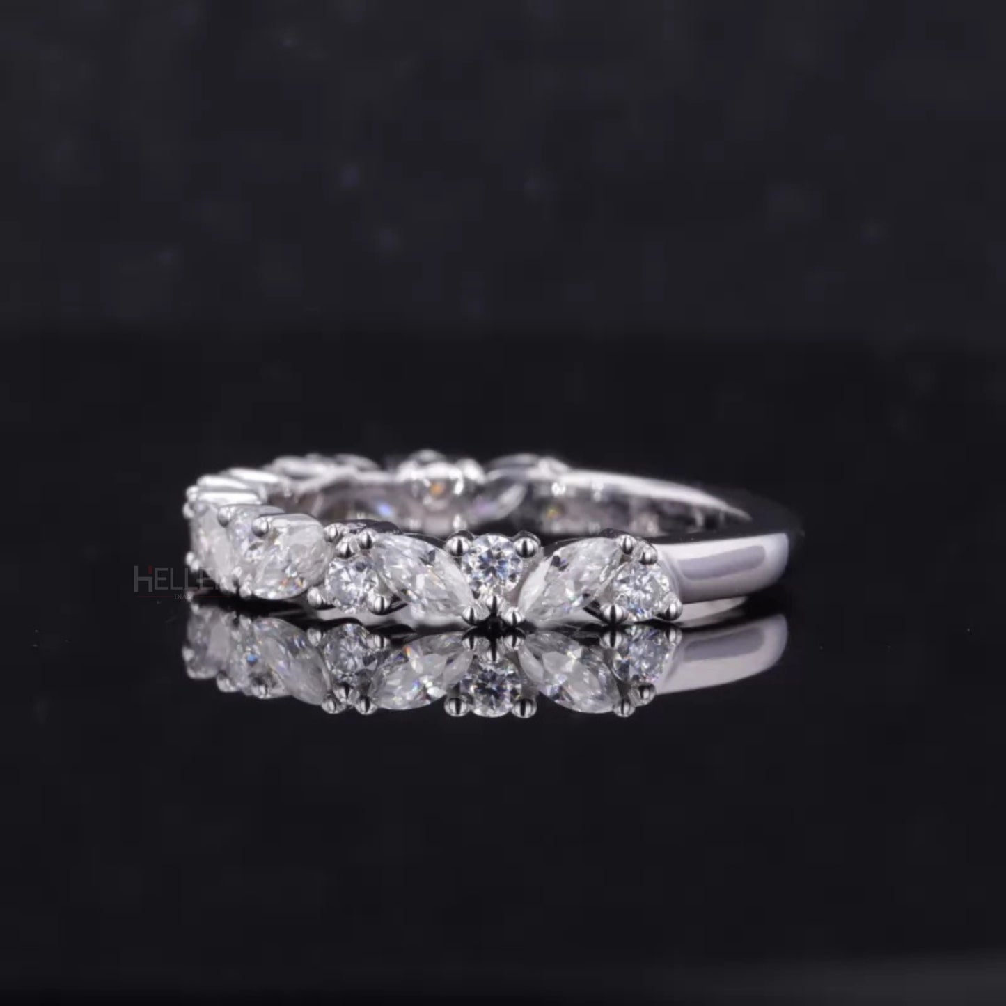 Marquise and Round Cut Moissanite Wedding Ring